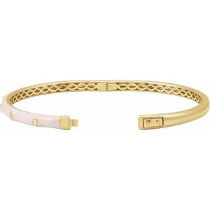Bezel Set Diamond and Enamel Bangle