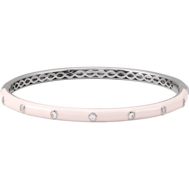 Bezel Set Diamond and Enamel Bangle
