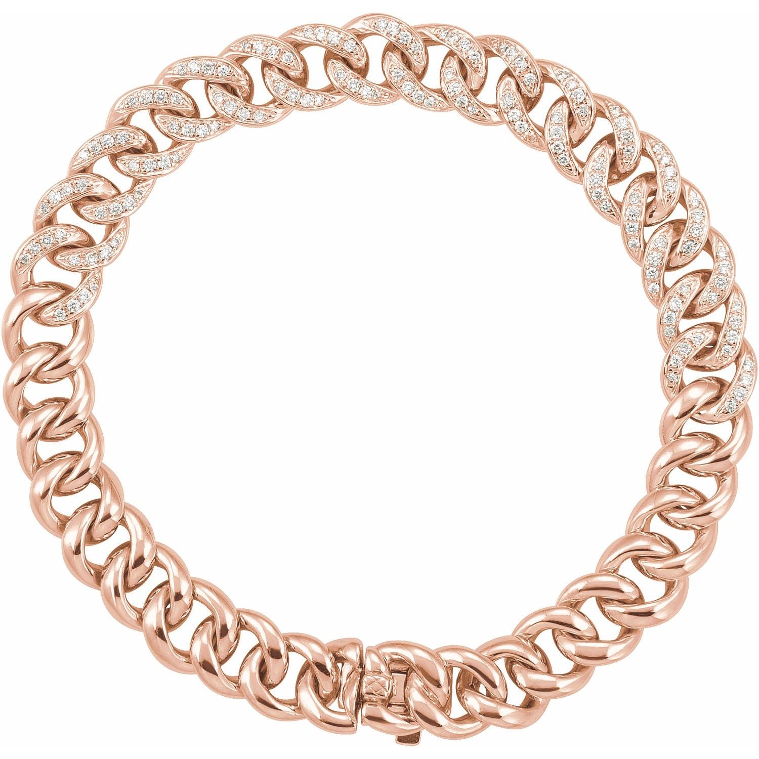 Diamond Accented Curb Chain Bracelet Rose