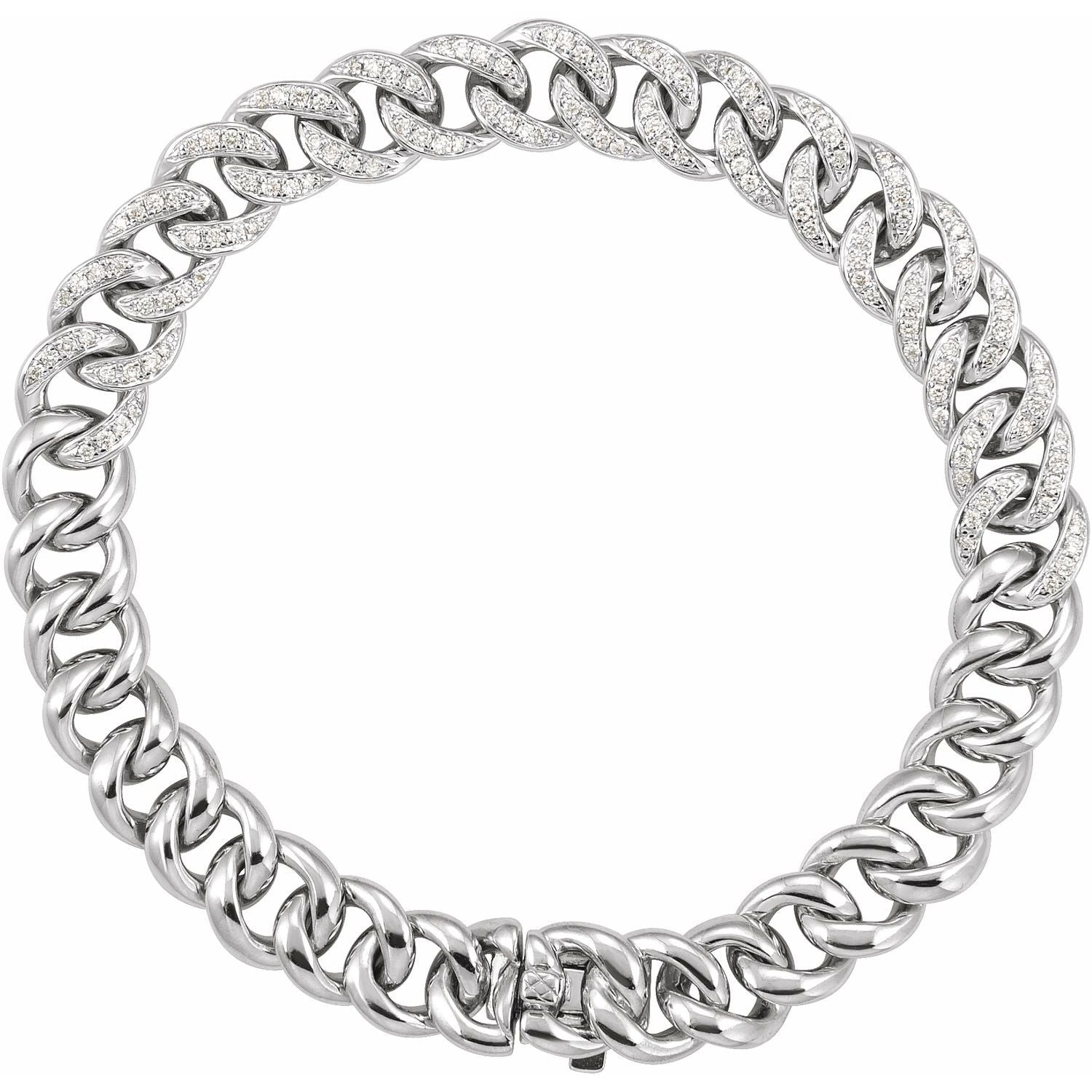 Diamond Accented Curb Chain Bracelet White