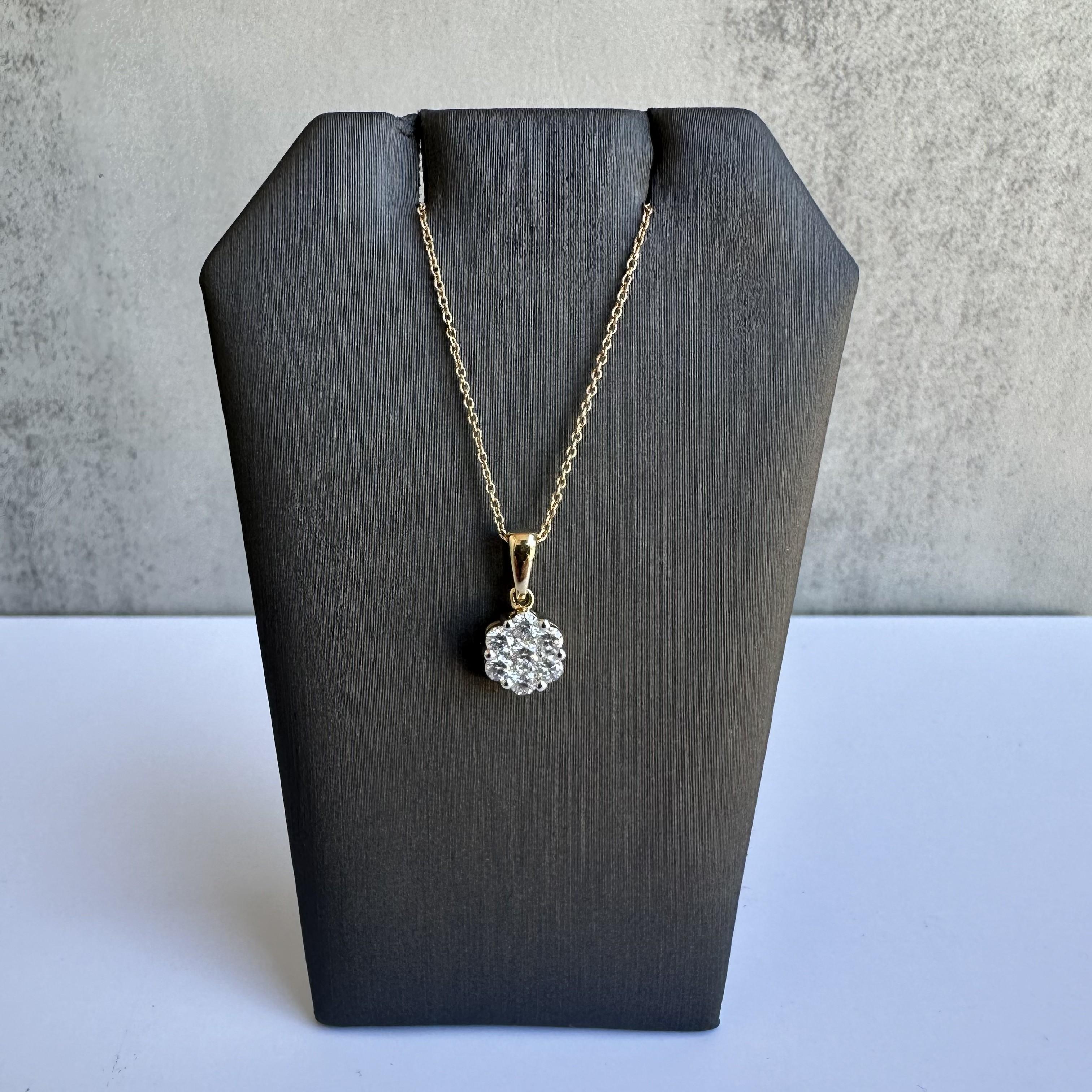 Diamond Circle Cluster Necklace in 14kt Yellow Gold - 0.52ctw, 18", New