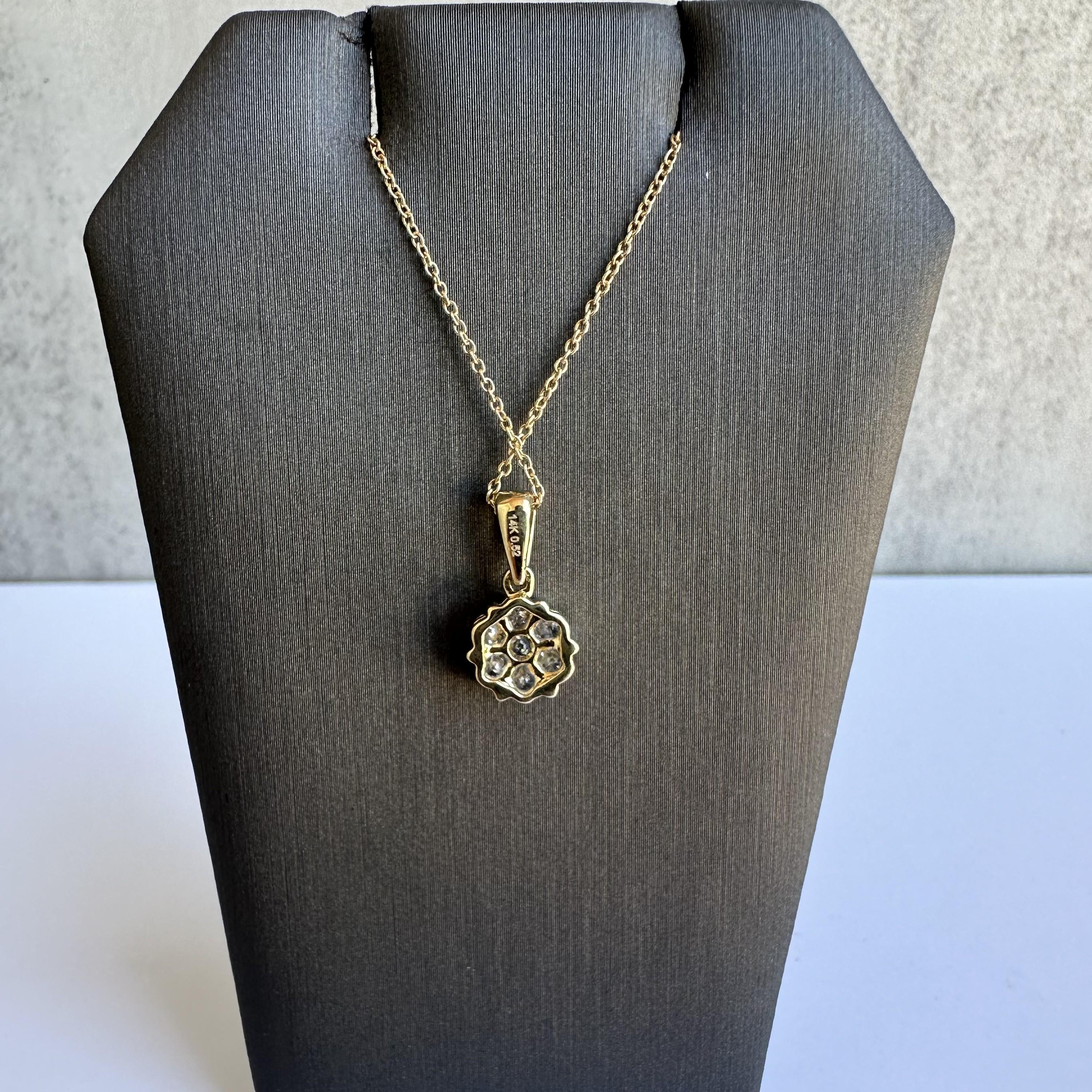 Diamond Circle Cluster Necklace in 14kt Yellow Gold - 0.52ctw, 18", New