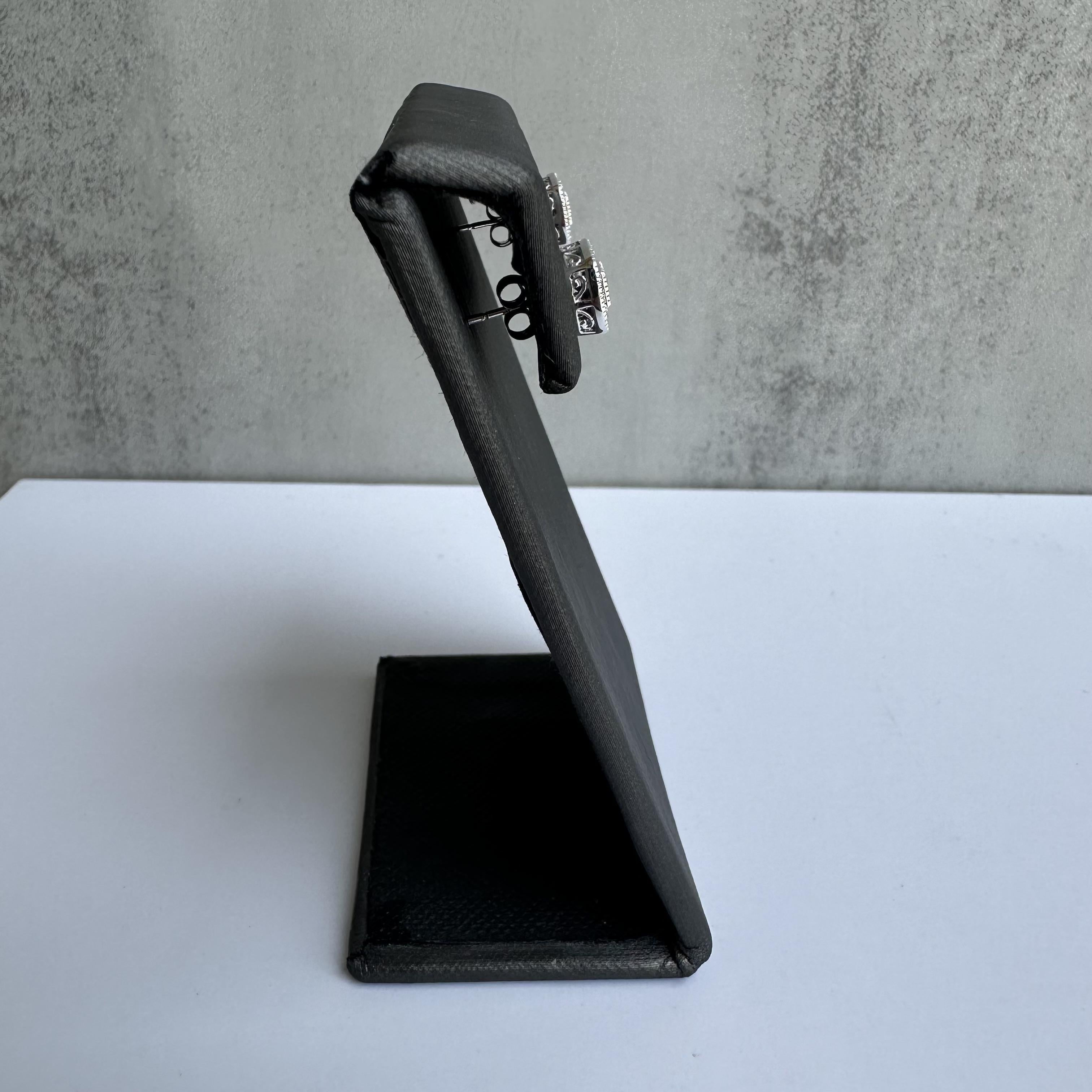 Square Shaped Diamond Halo Studs in 14kt White Gold - 0.34ctw Diamonds, New