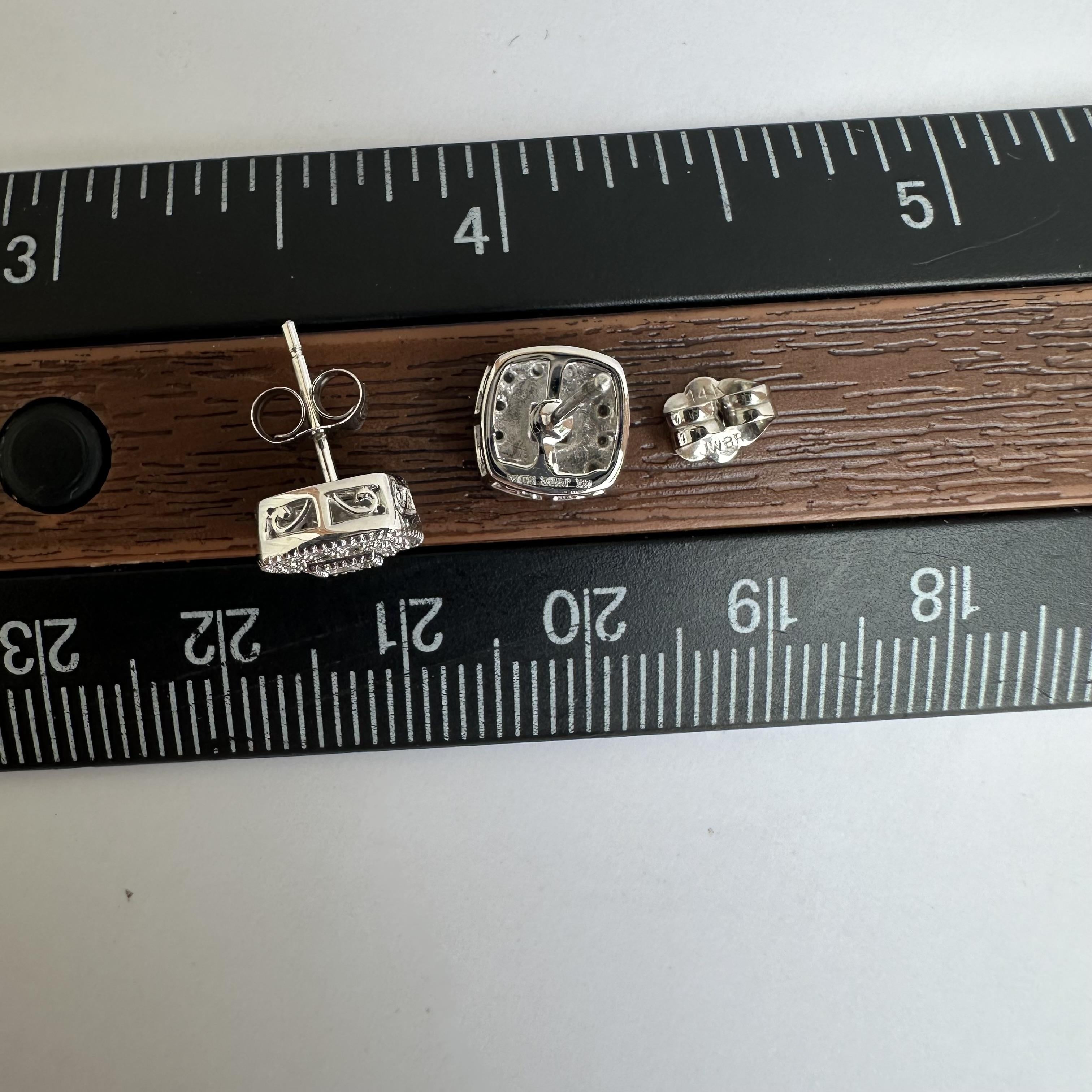 Square Shaped Diamond Halo Studs in 14kt White Gold - 0.34ctw Diamonds, New