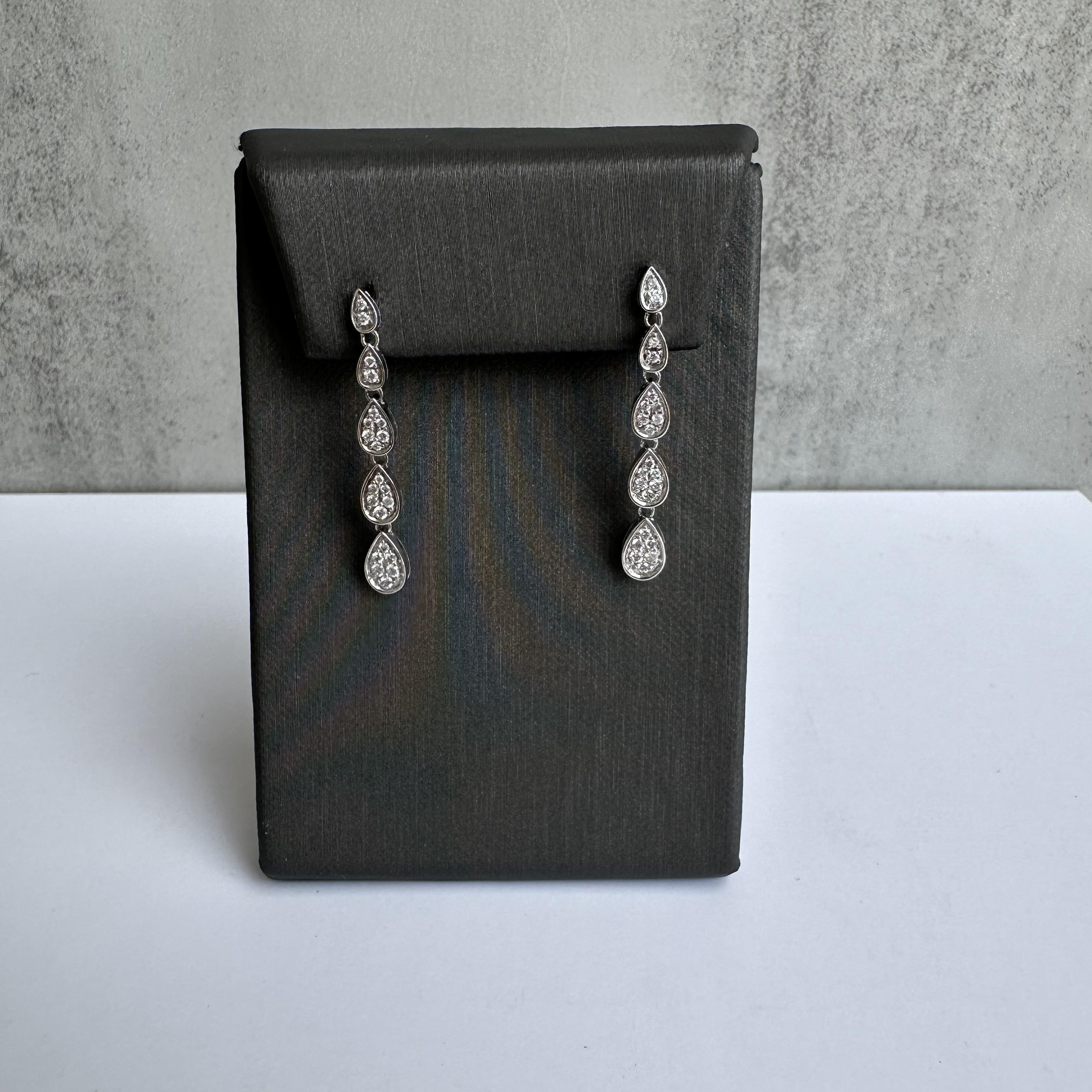 0.50ctw Natural Diamond Drop Earrings 10K White Gold GH SI New