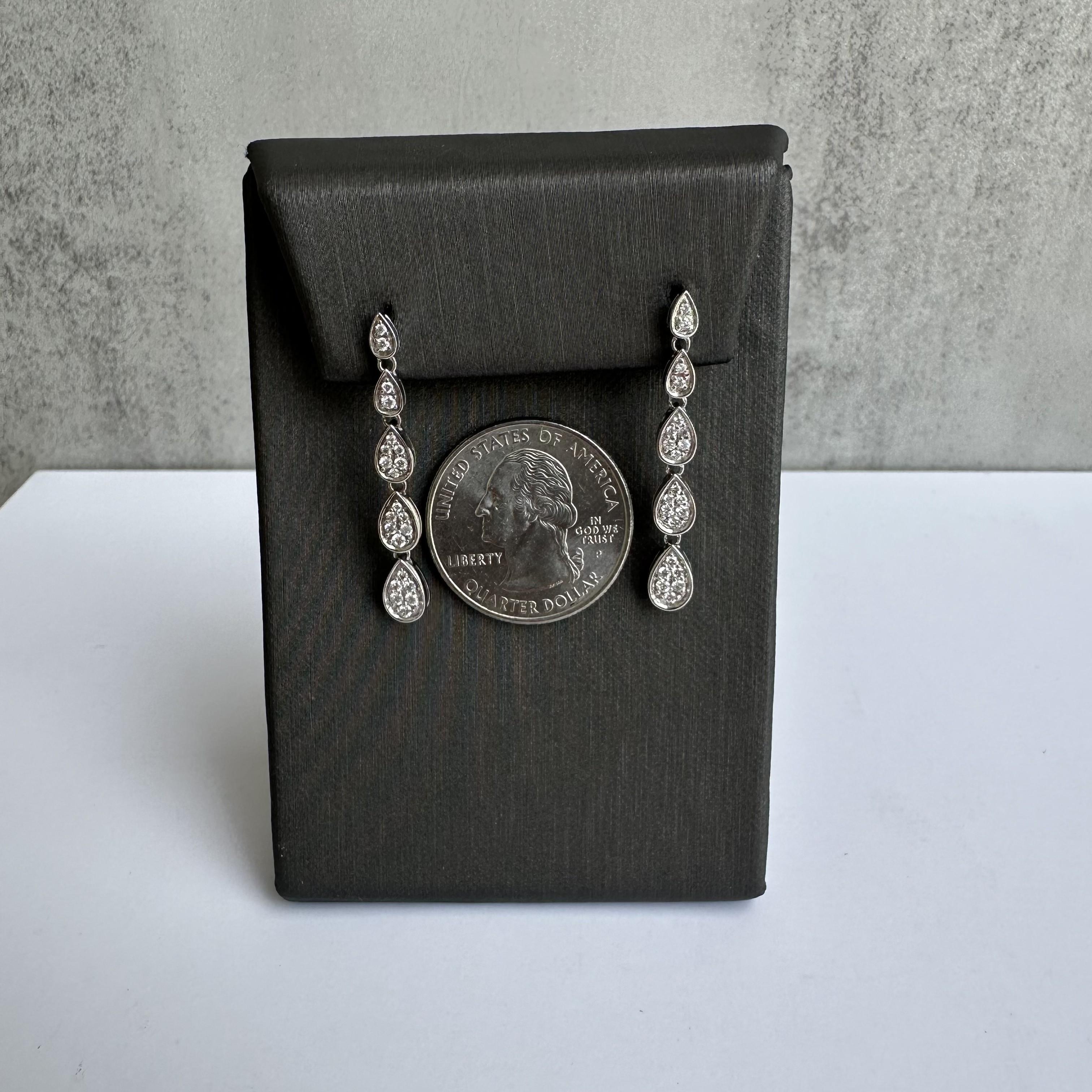 0.50ctw Natural Diamond Drop Earrings 10K White Gold GH SI New