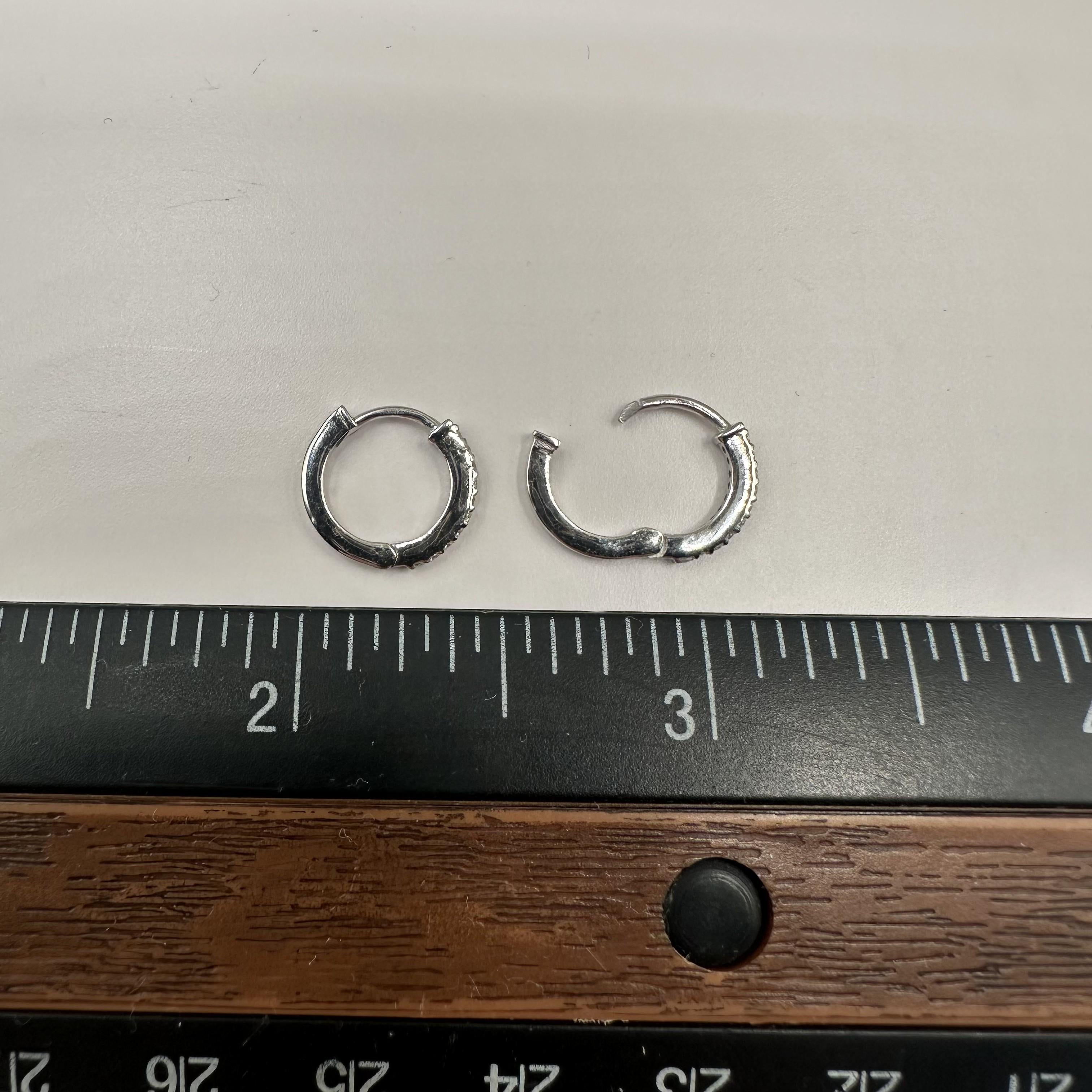 Diamond Huggie Earrings 14K White Gold 0.10ctw 11.4mm