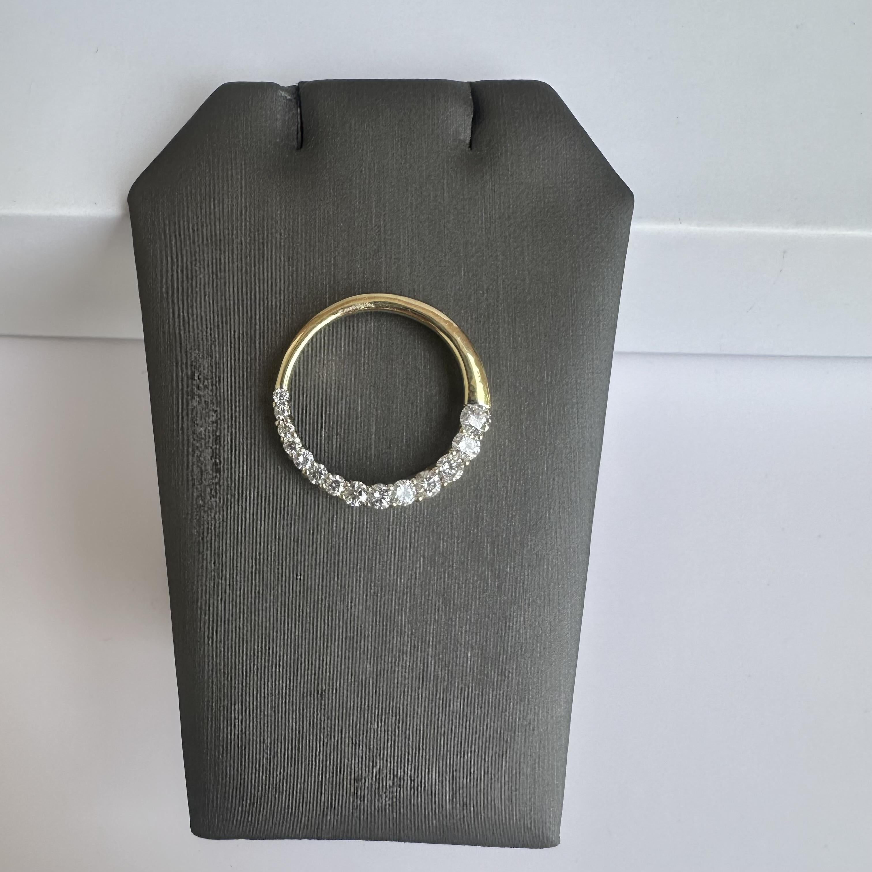 Estate 14kt Yellow Gold Diamond Circle Pendant - 1ctw GH SI2-I1 Diamonds