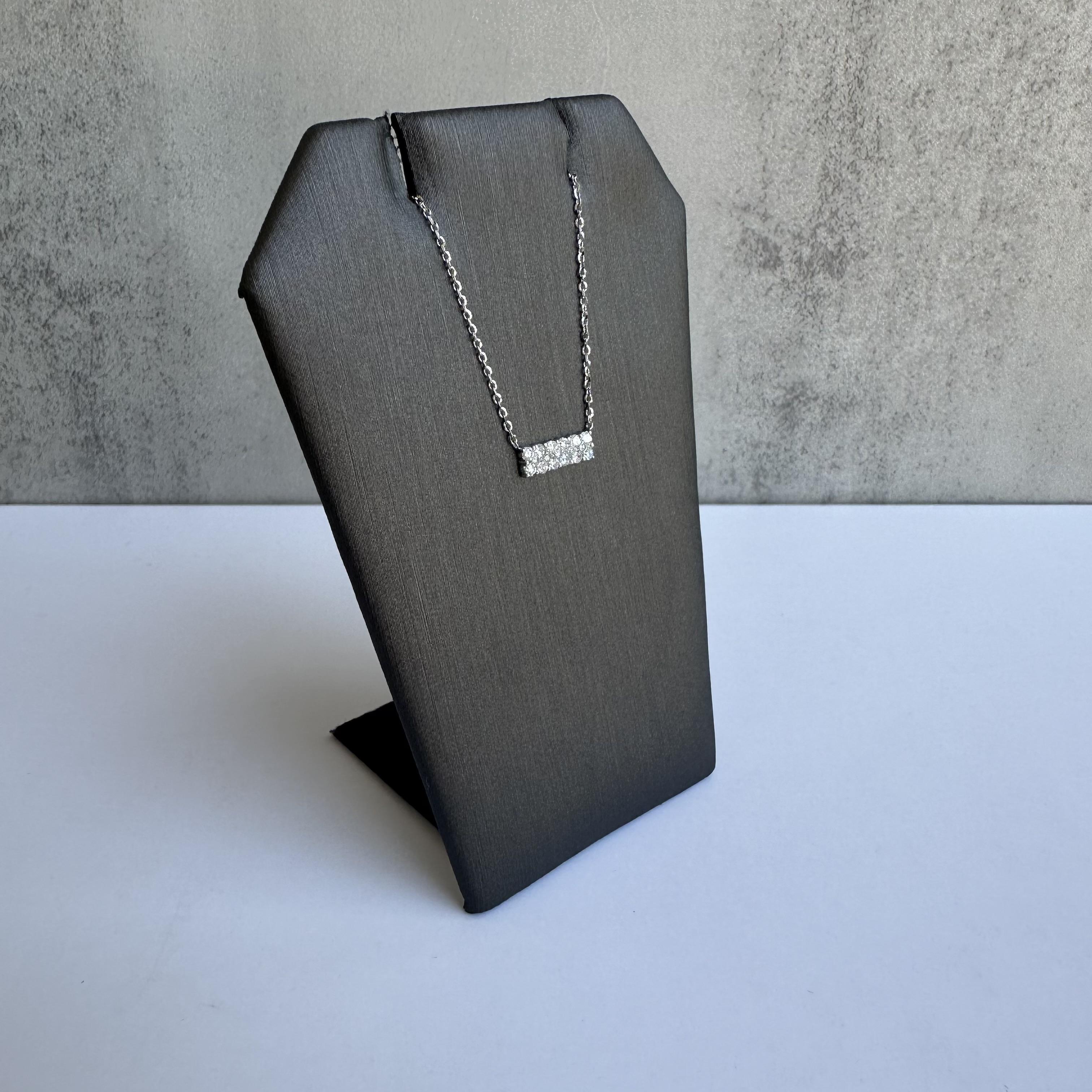 Diamond Bar Necklace in 14kt White Gold - 0.21ctw GH SI Diamonds, Adjustable