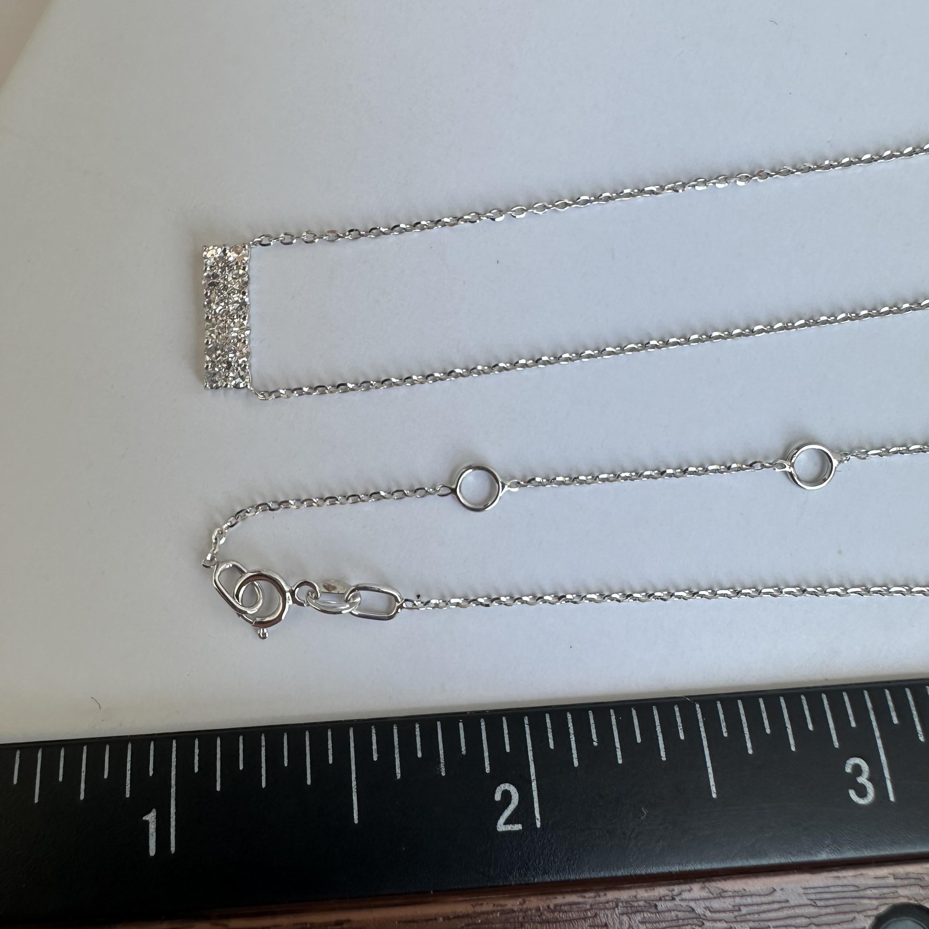 Diamond Bar Necklace in 14kt White Gold - 0.21ctw GH SI Diamonds, Adjustable