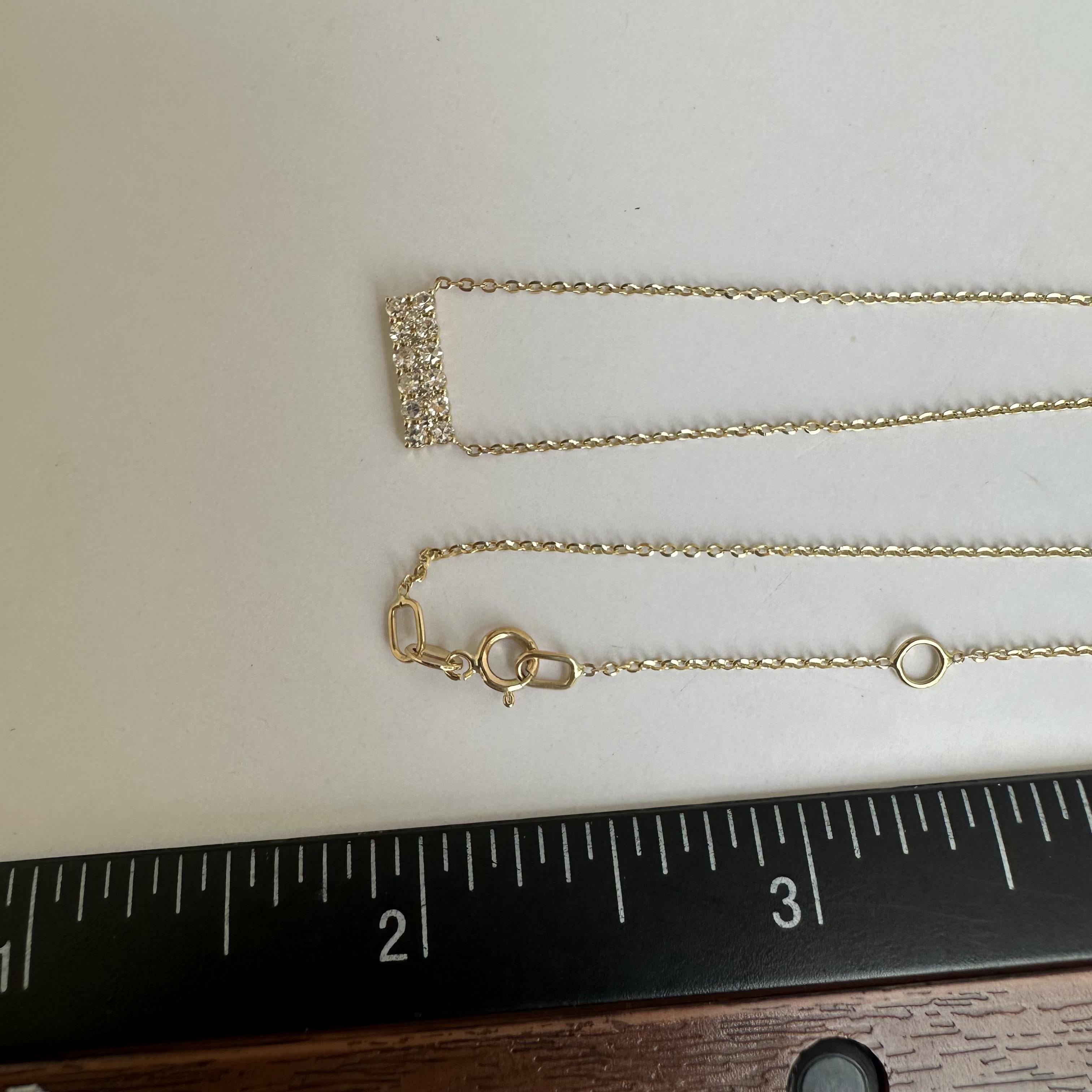 Diamond Bar Necklace in 14kt Yellow Gold - 0.21ctw GH VS/SI Diamonds, Adjustable