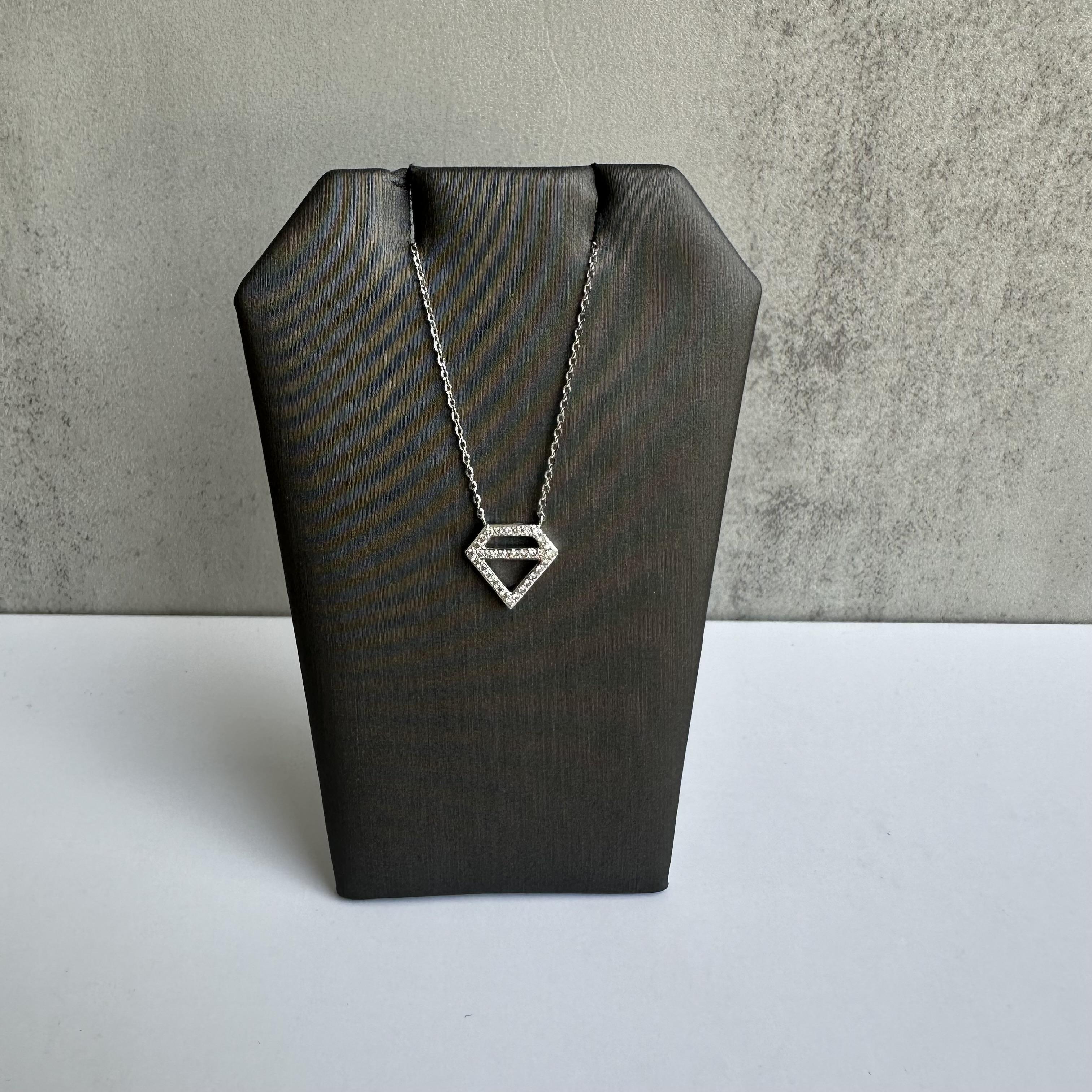 Diamond Shaped Diamond Necklace 14K White Gold 0.15ctw Adjustable