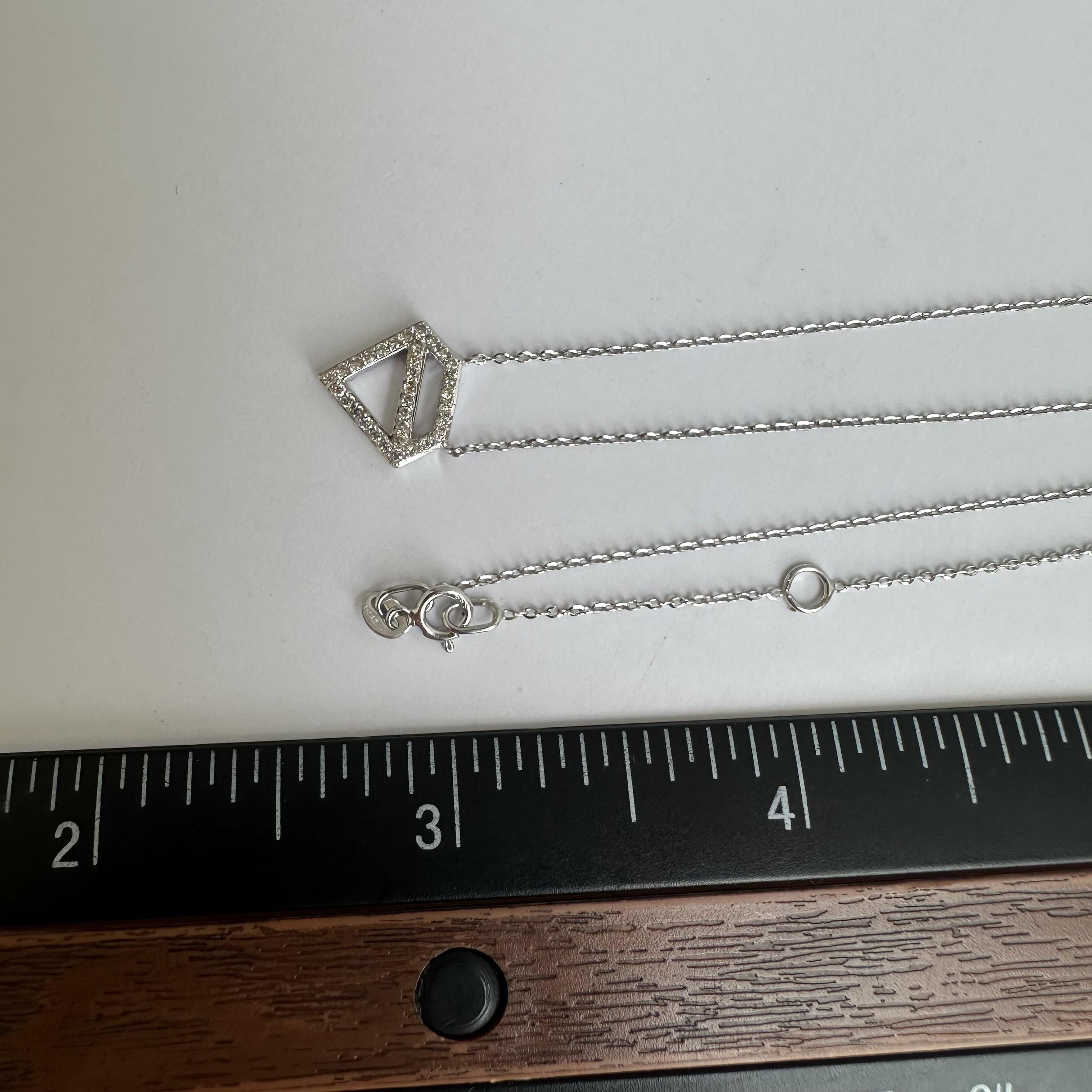 Diamond Shaped Diamond Necklace 14K White Gold 0.15ctw Adjustable
