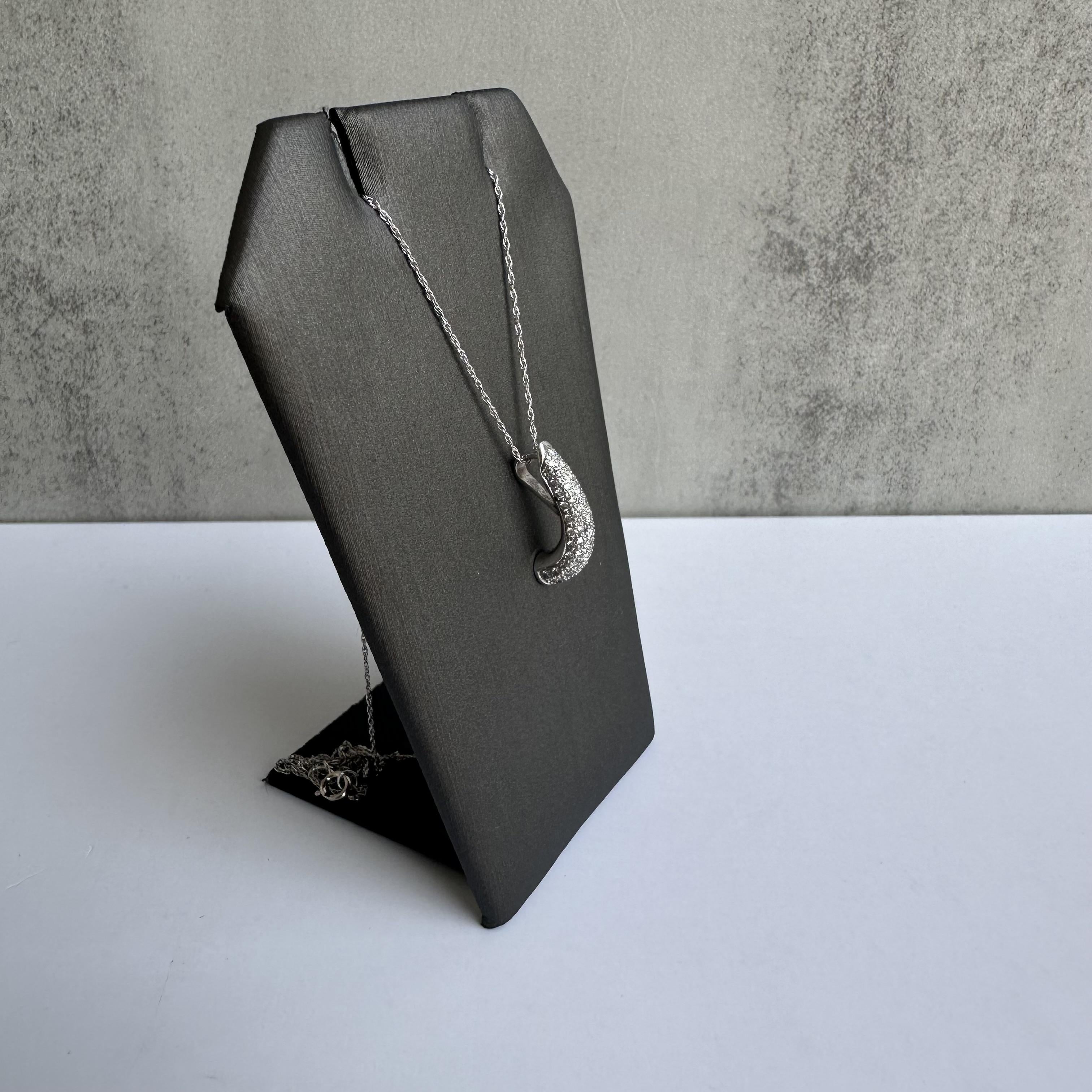 Diamond Horn Necklace 14K White Gold 0.56ctw GH SI 18in New