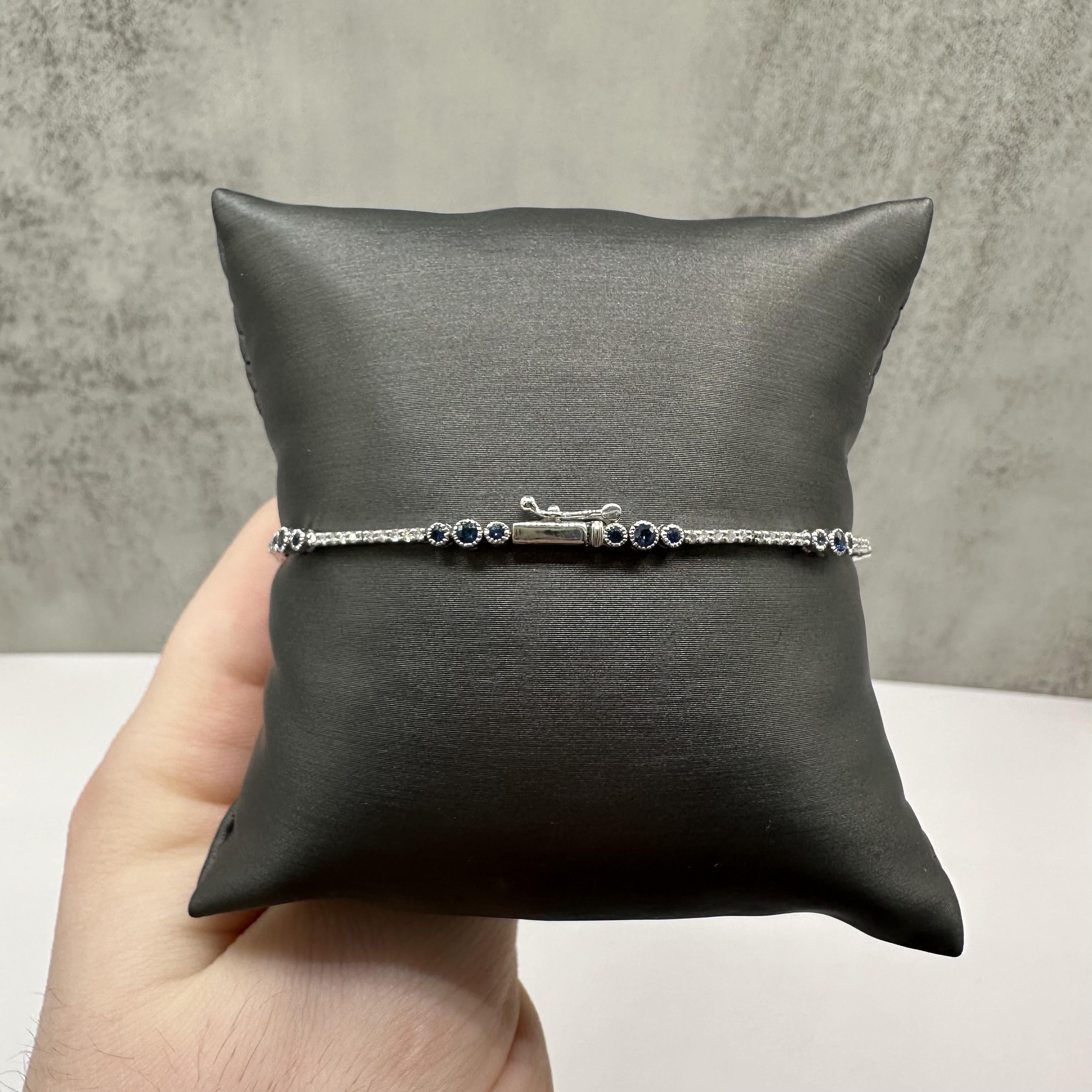 Sapphire and Diamond Bracelet in 18kt White Gold – 0.75ctw Sapphire, 0.70ctw Dia