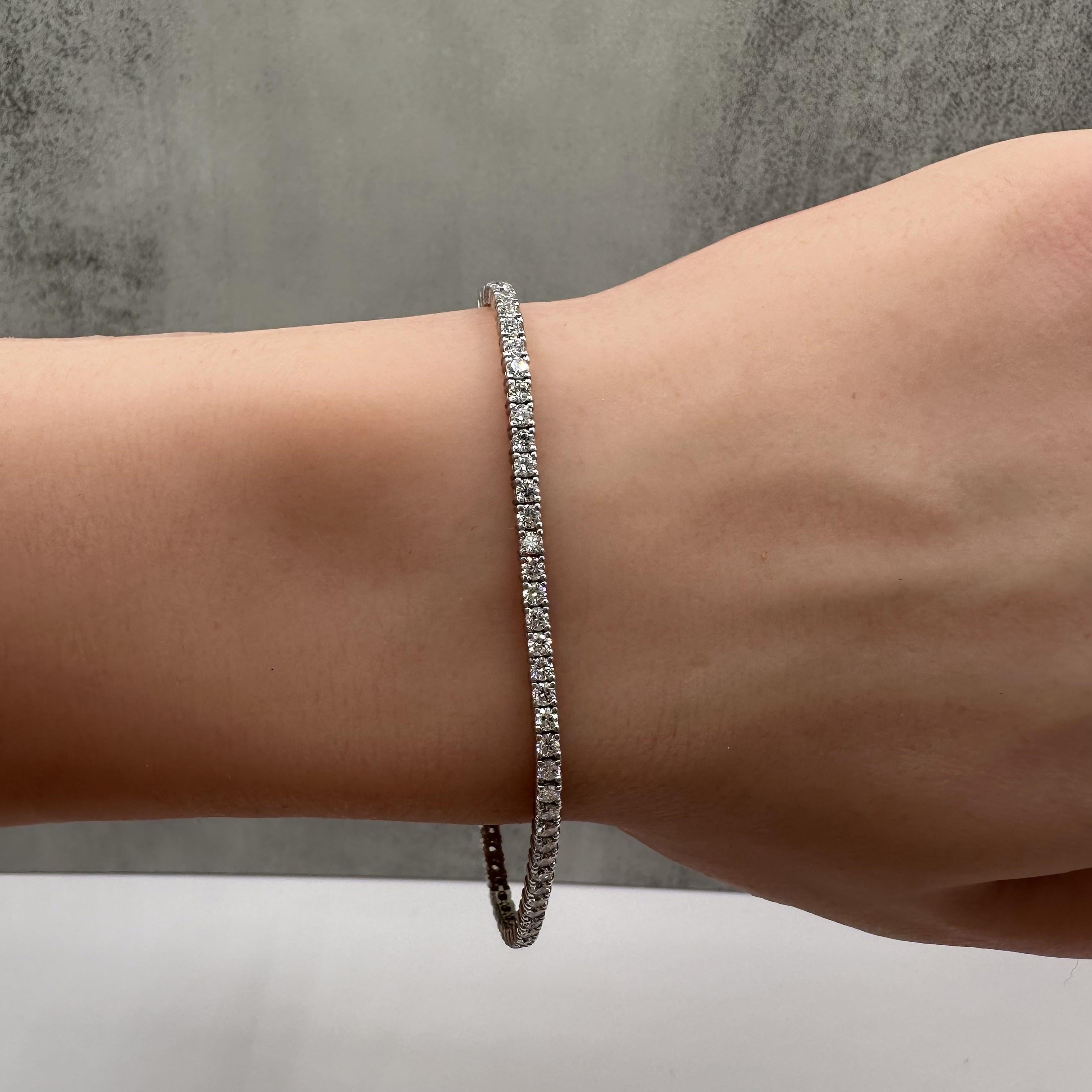 14K White Gold Natural Diamond Tennis Bracelet 2.10ct GH VS SI 7 Inch