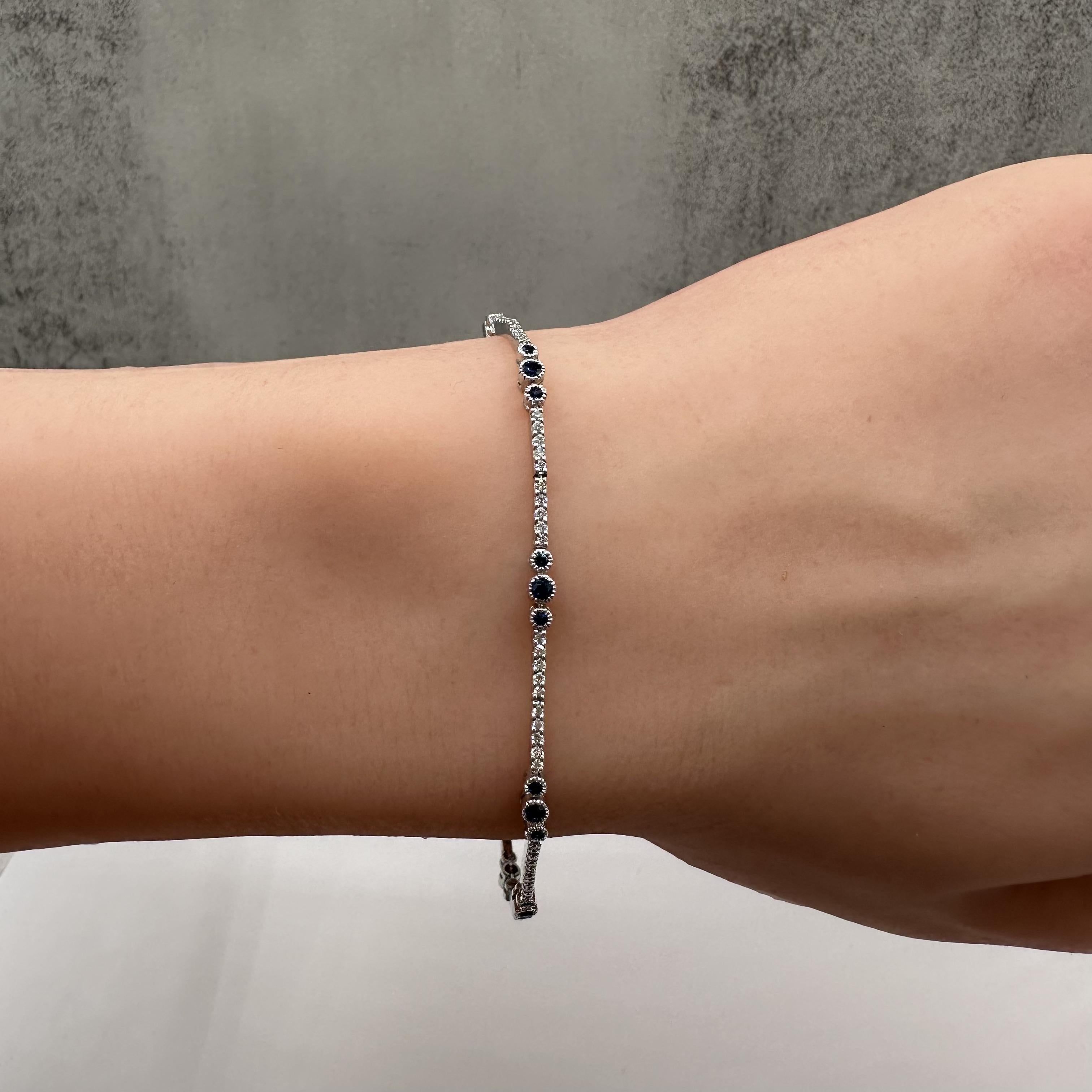Sapphire and Diamond Bracelet in 18kt White Gold – 0.75ctw Sapphire, 0.70ctw Dia