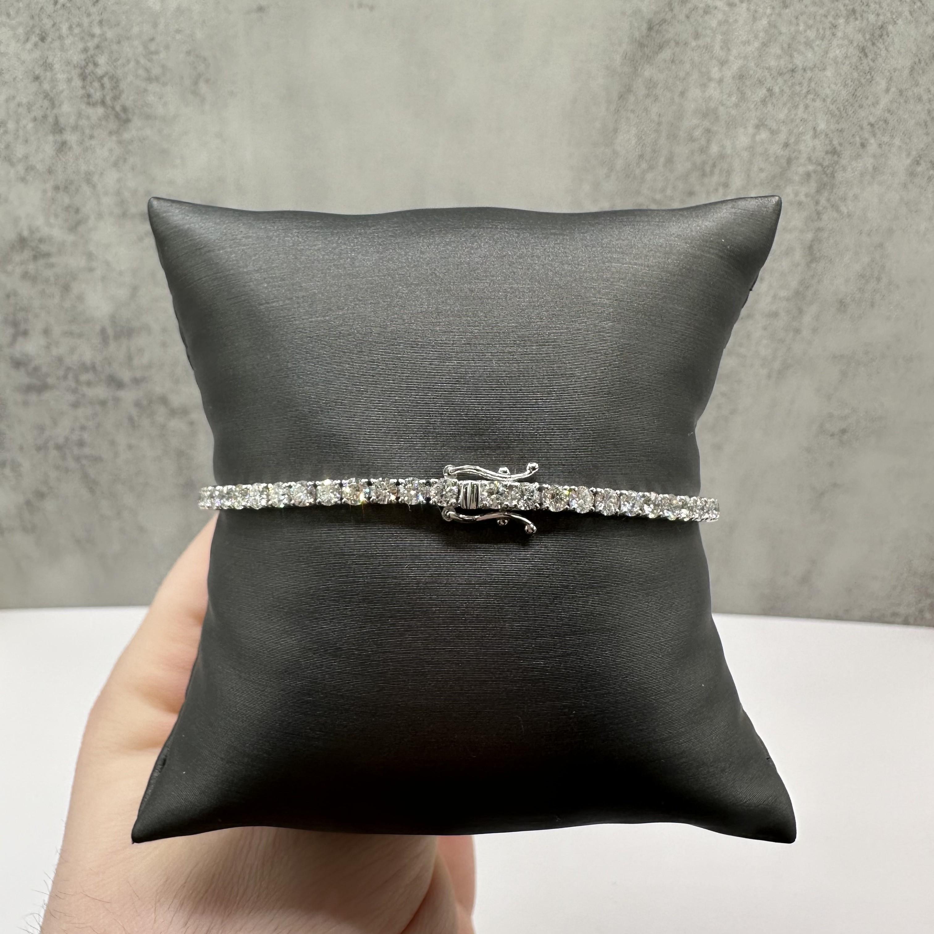 14K White Gold Natural Diamond Tennis Bracelet 4.10ct FG SI 7 Inch
