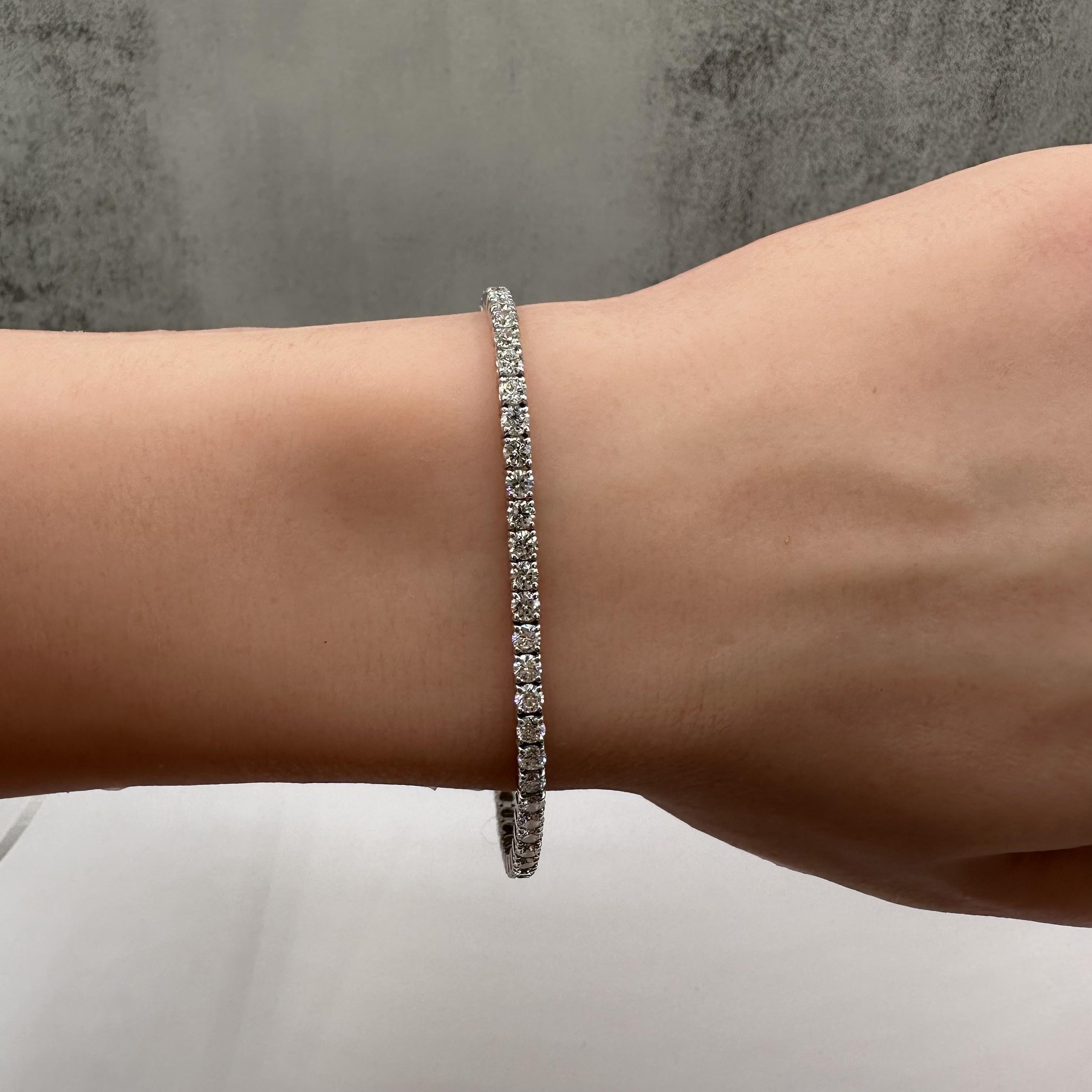 14K White Gold Natural Diamond Tennis Bracelet 4.10ct FG SI 7 Inch