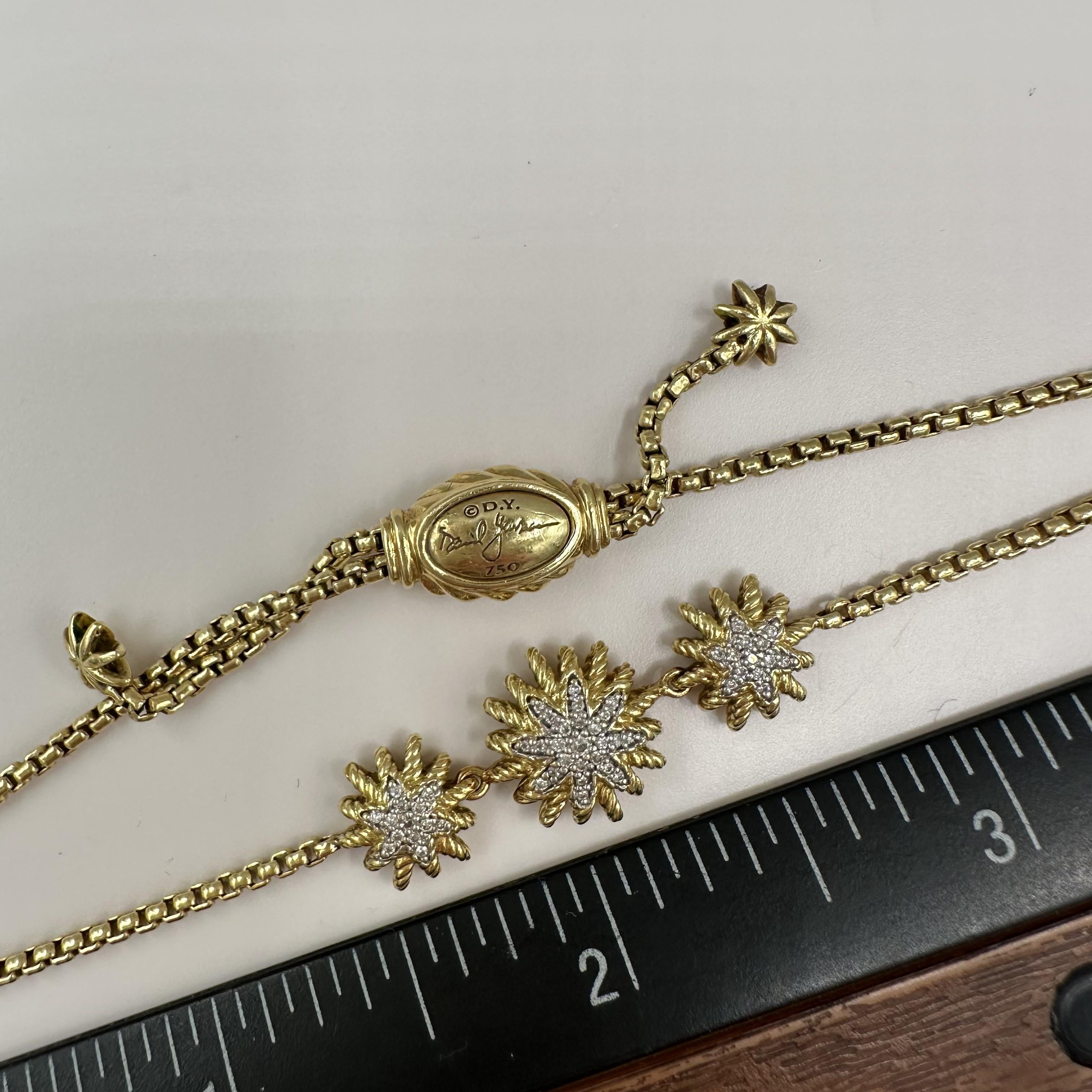 David Yurman 18K Gold Diamond Starburst Bracelet 0.15ct 8.75 Inch