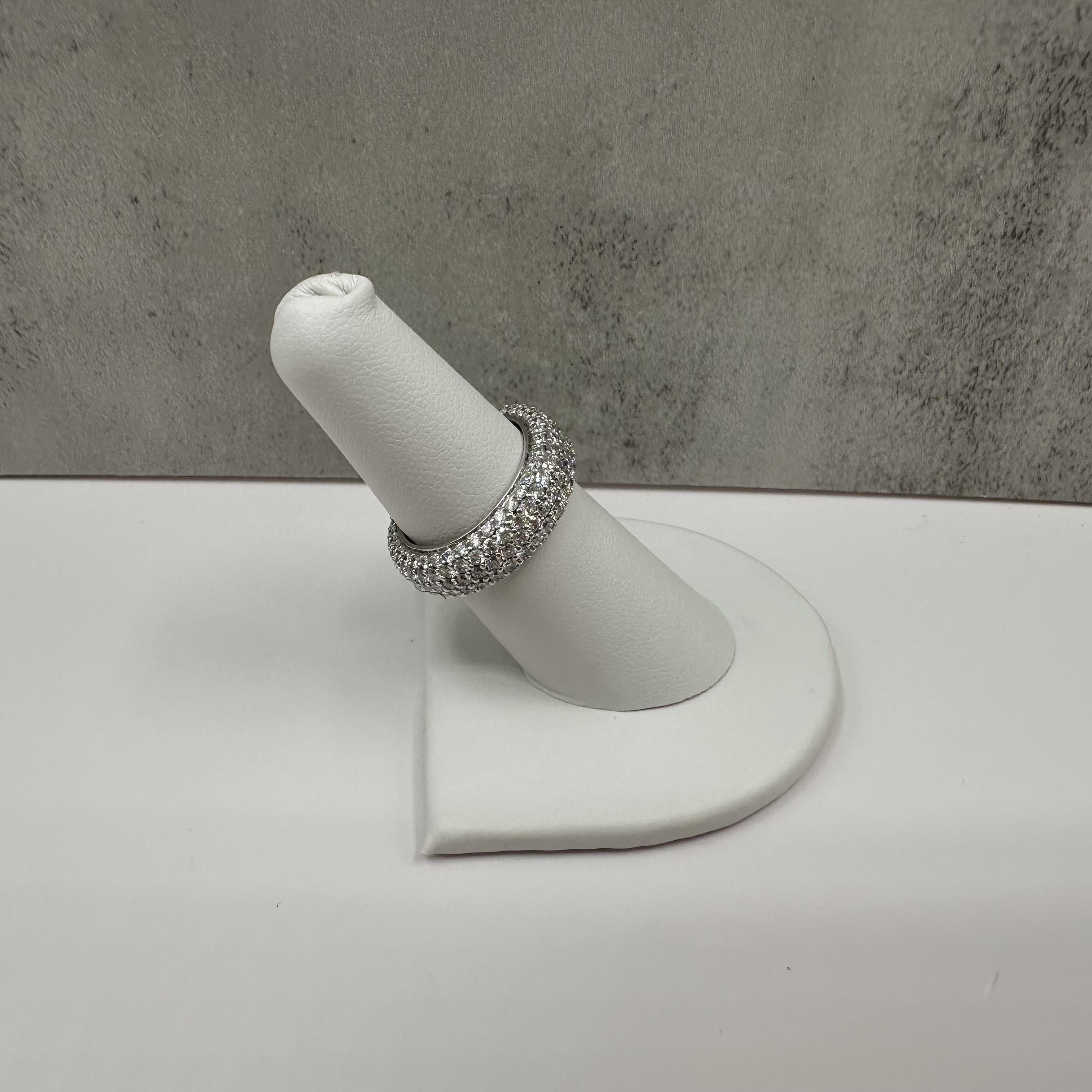 18K White Gold Natural Diamond Pave Eternity Ring 3.68ct GH SI 6.5