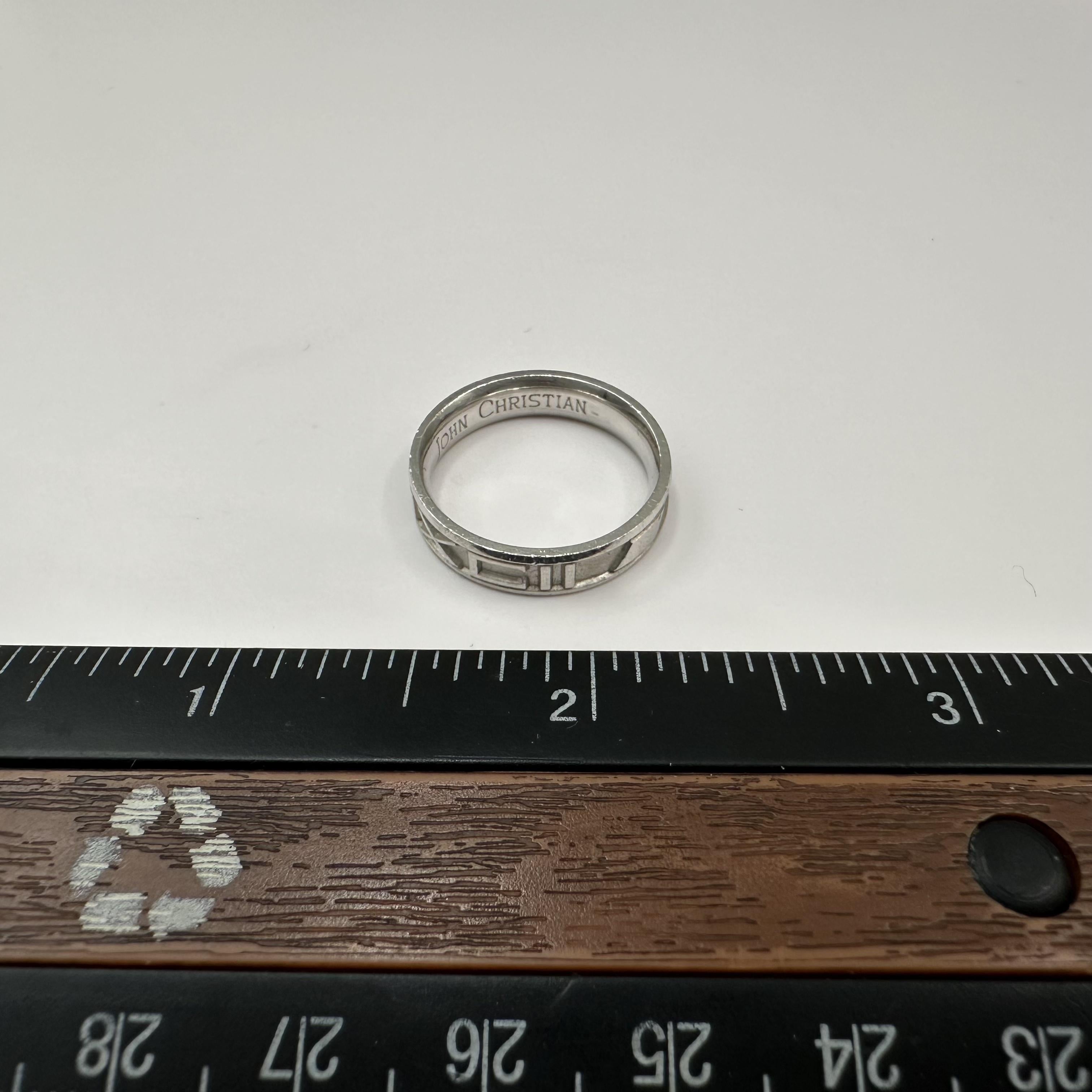 Platinum Roman Numeral Ring Size 7.5 8.1g 4.7mm John Christian