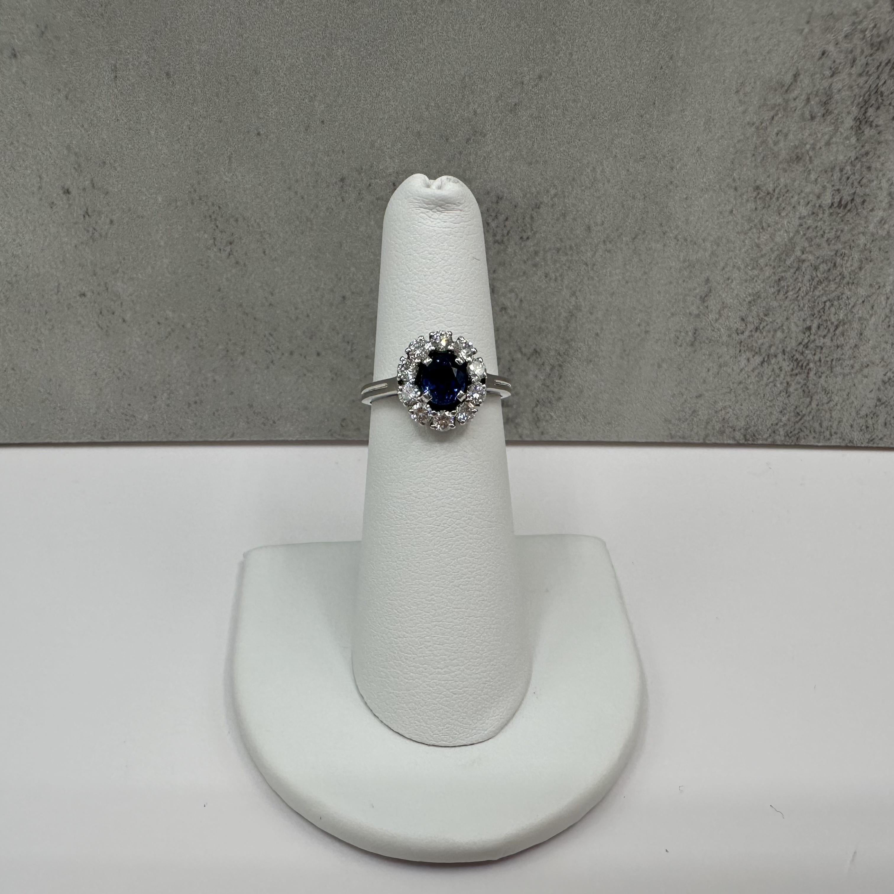 GIA Platinum Sapphire Diamond Ring 1.25ct Unheated GH VS SI Size 5.25