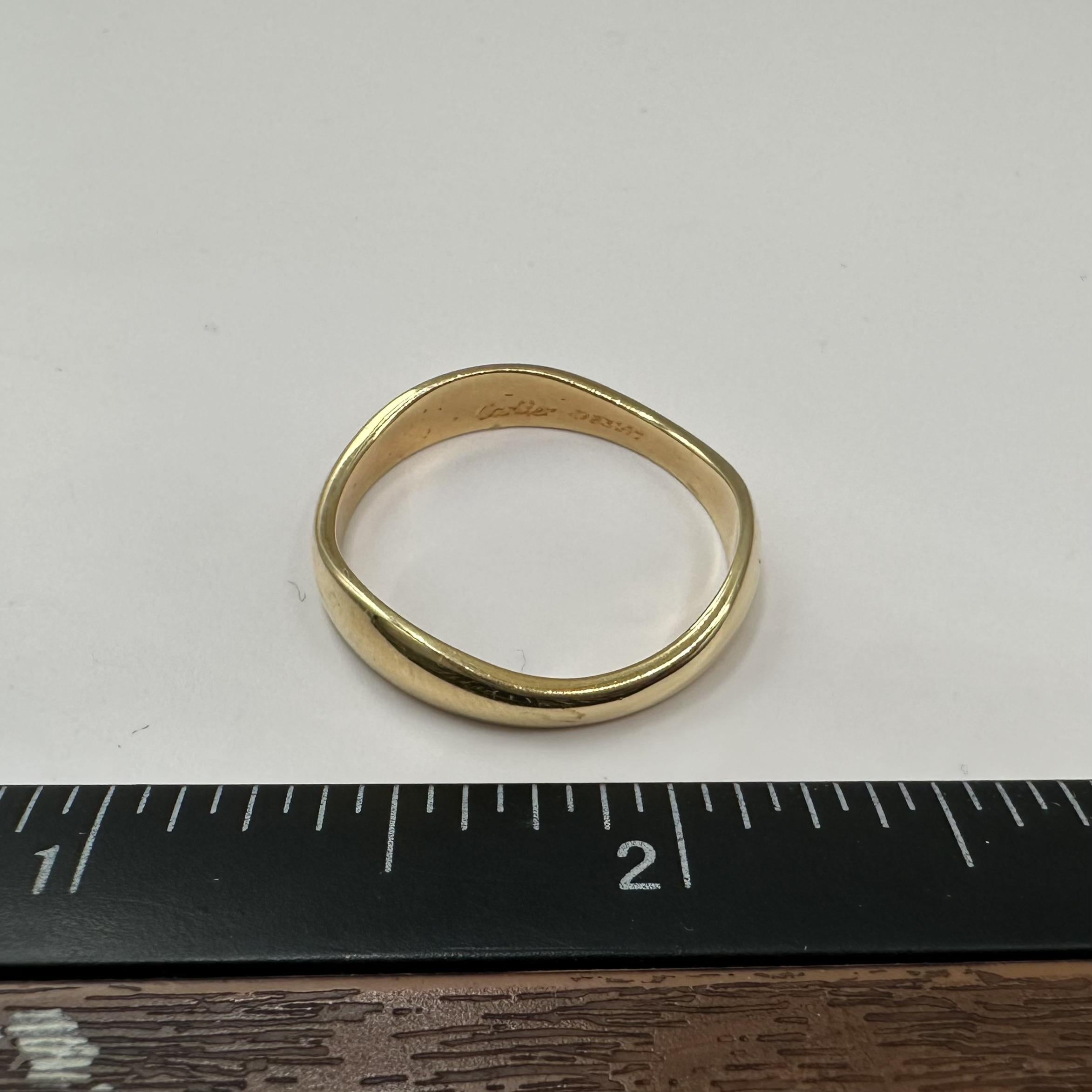 Cartier 18K Yellow Gold Wavy Band Ring Size 11.5 5.2g