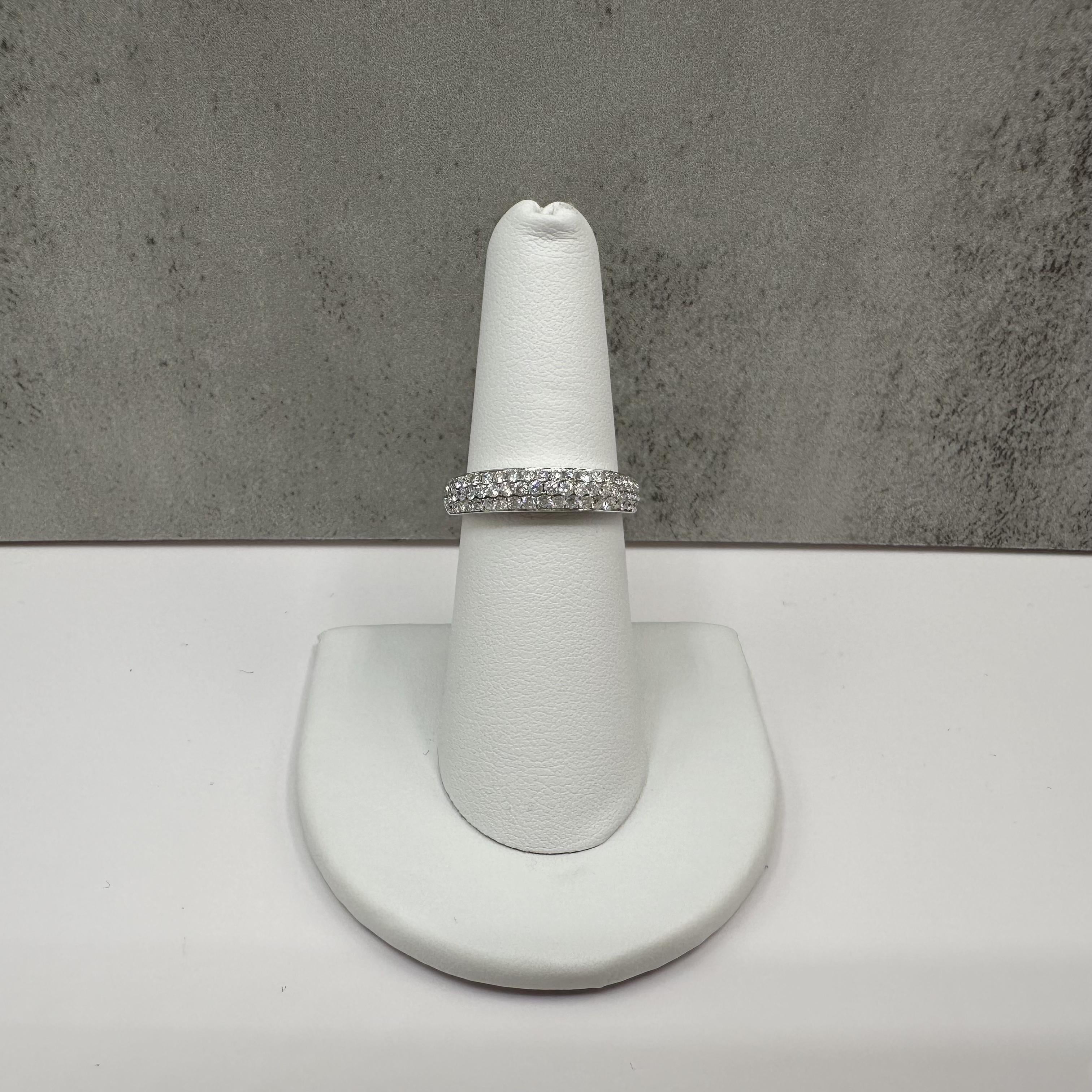 18K White Gold Diamond Pave Ring 0.75ct HI SI Odelia Size 6.5