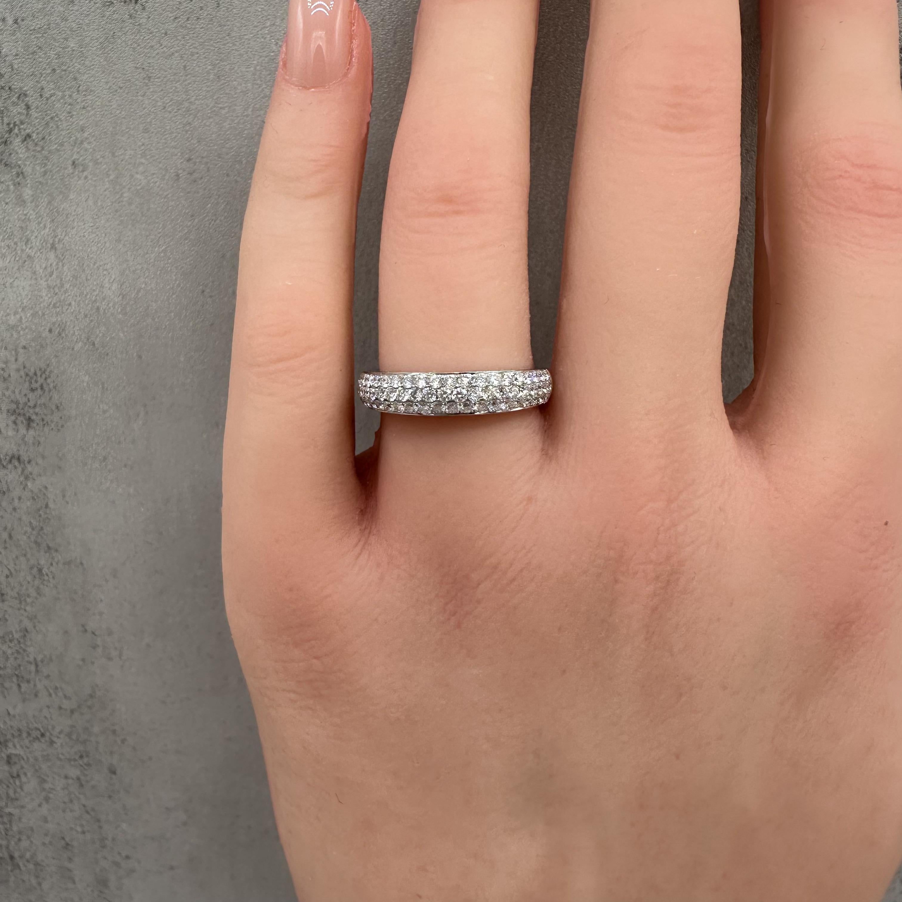 18K White Gold Diamond Pave Ring 0.75ct HI SI Odelia Size 6.5