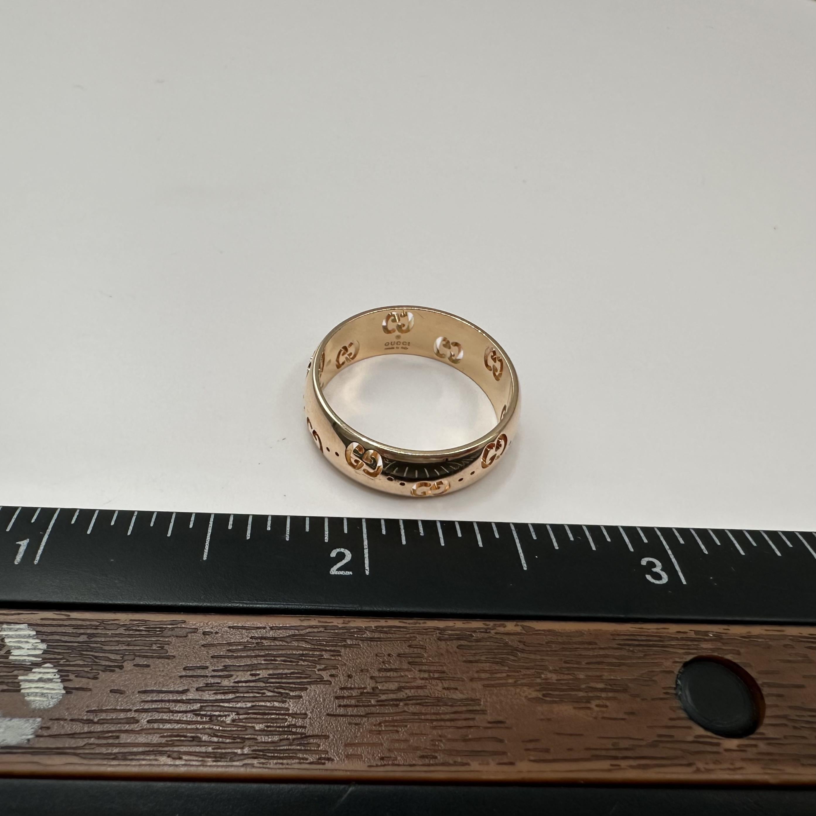 Gucci Icon 18K Rose Gold GG Wide Ring 6mm Size 7