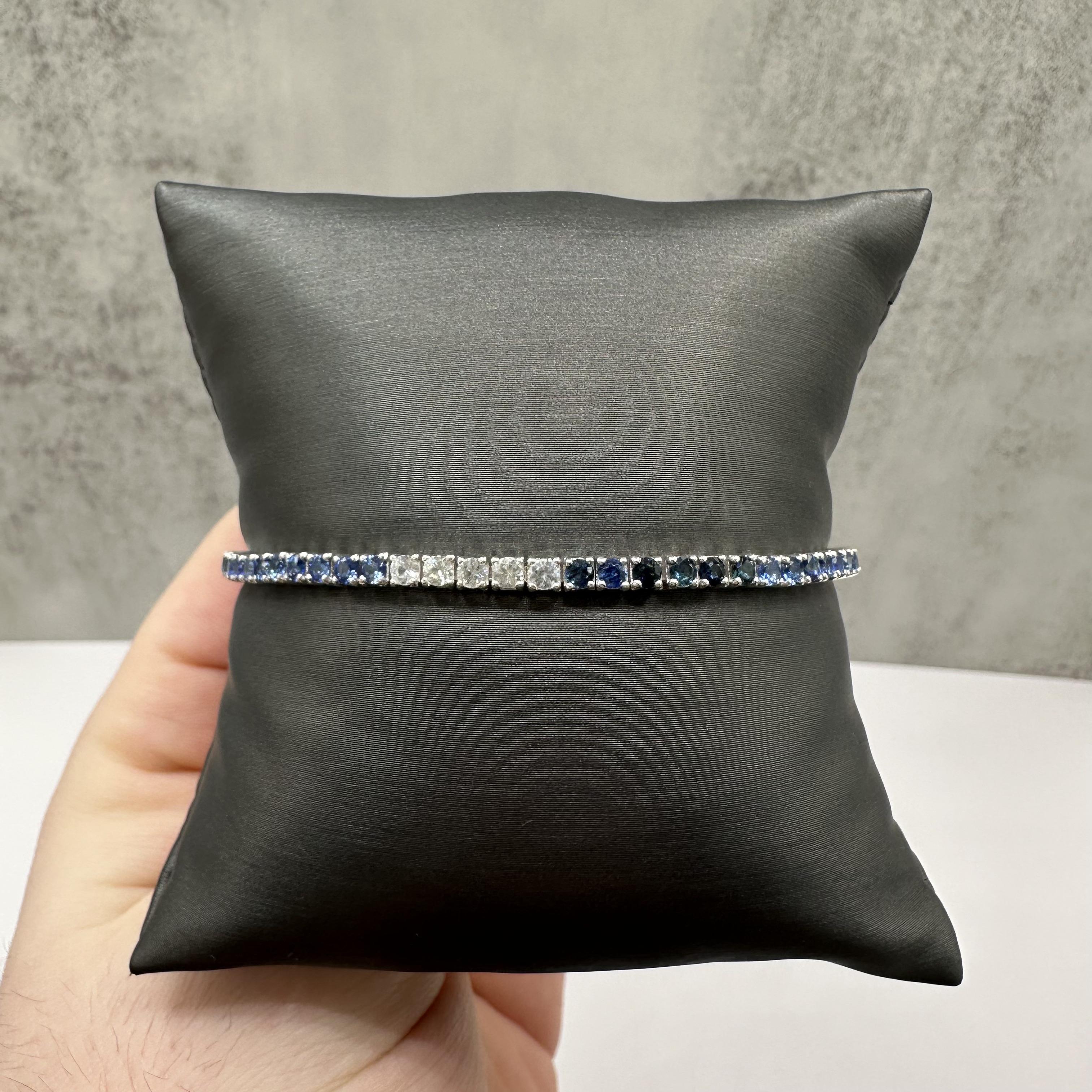 Blue Ombre Sapphire Tennis Bracelet Sterling Silver 5ct 7.5 Inch