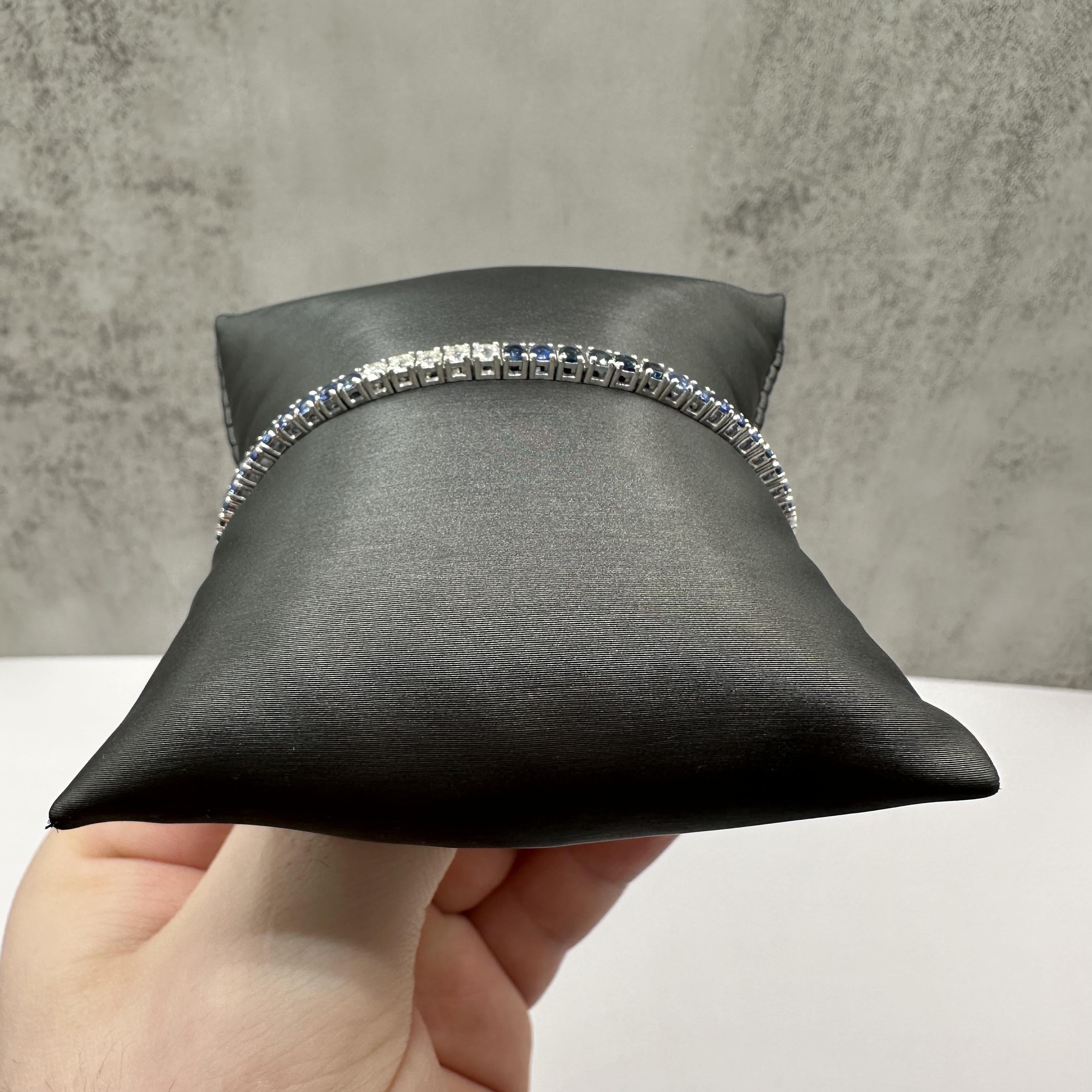 Blue Ombre Sapphire Tennis Bracelet Sterling Silver 5ct 7.5 Inch