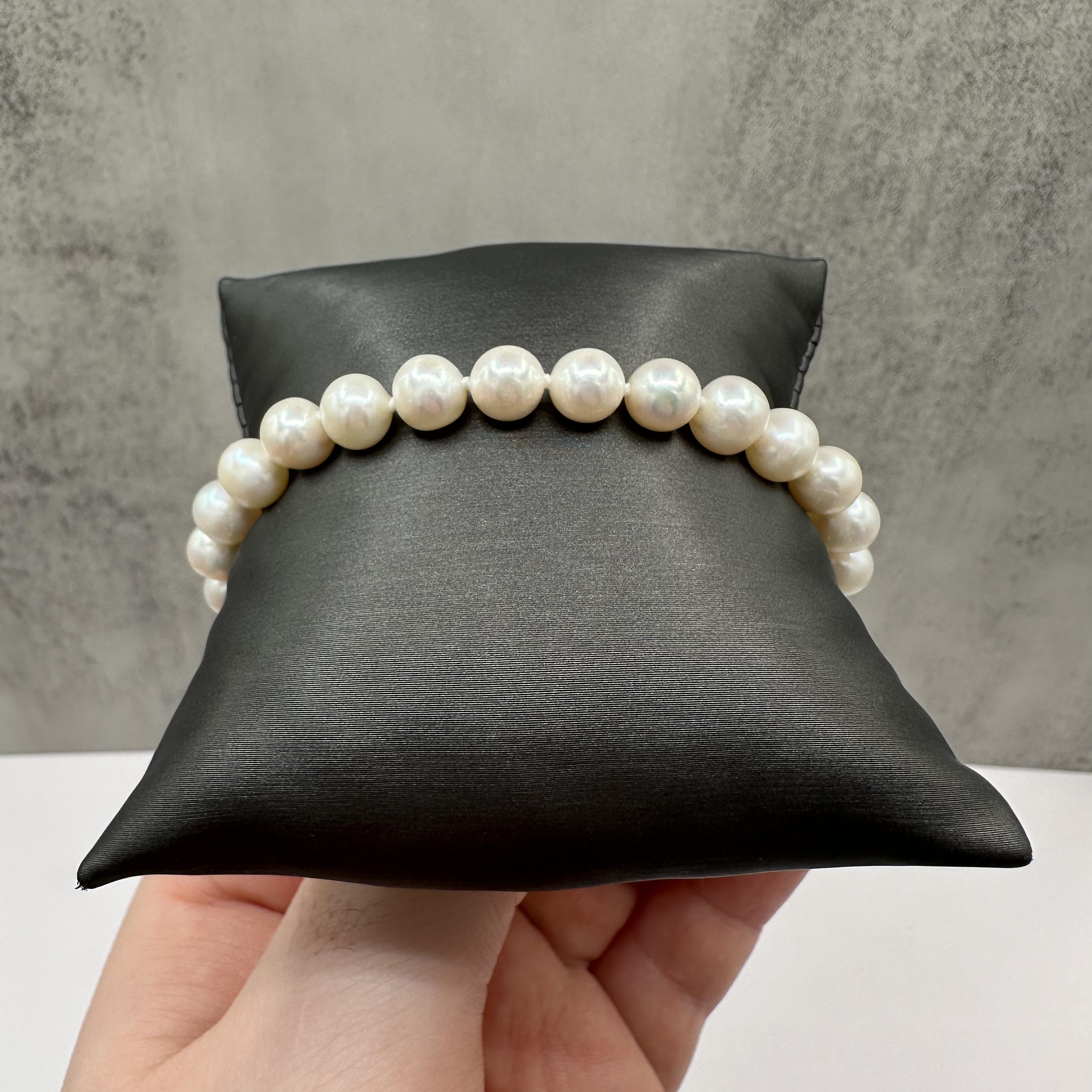 10K Yellow Gold Pearl Bracelet 7.2mm Round Pearls 7.375” 12g