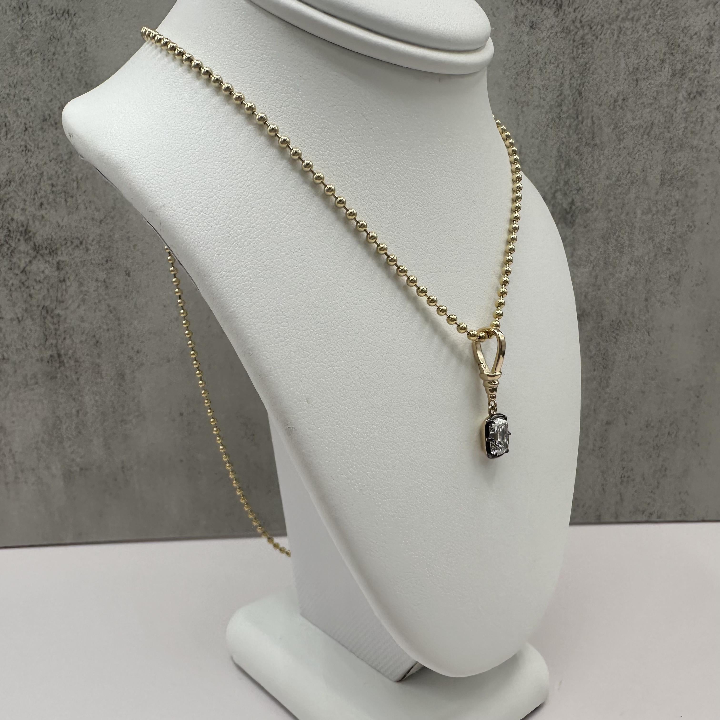 GIA 0.88ct Old Mine Cut Diamond Pendant 14K Gold Georgian Style