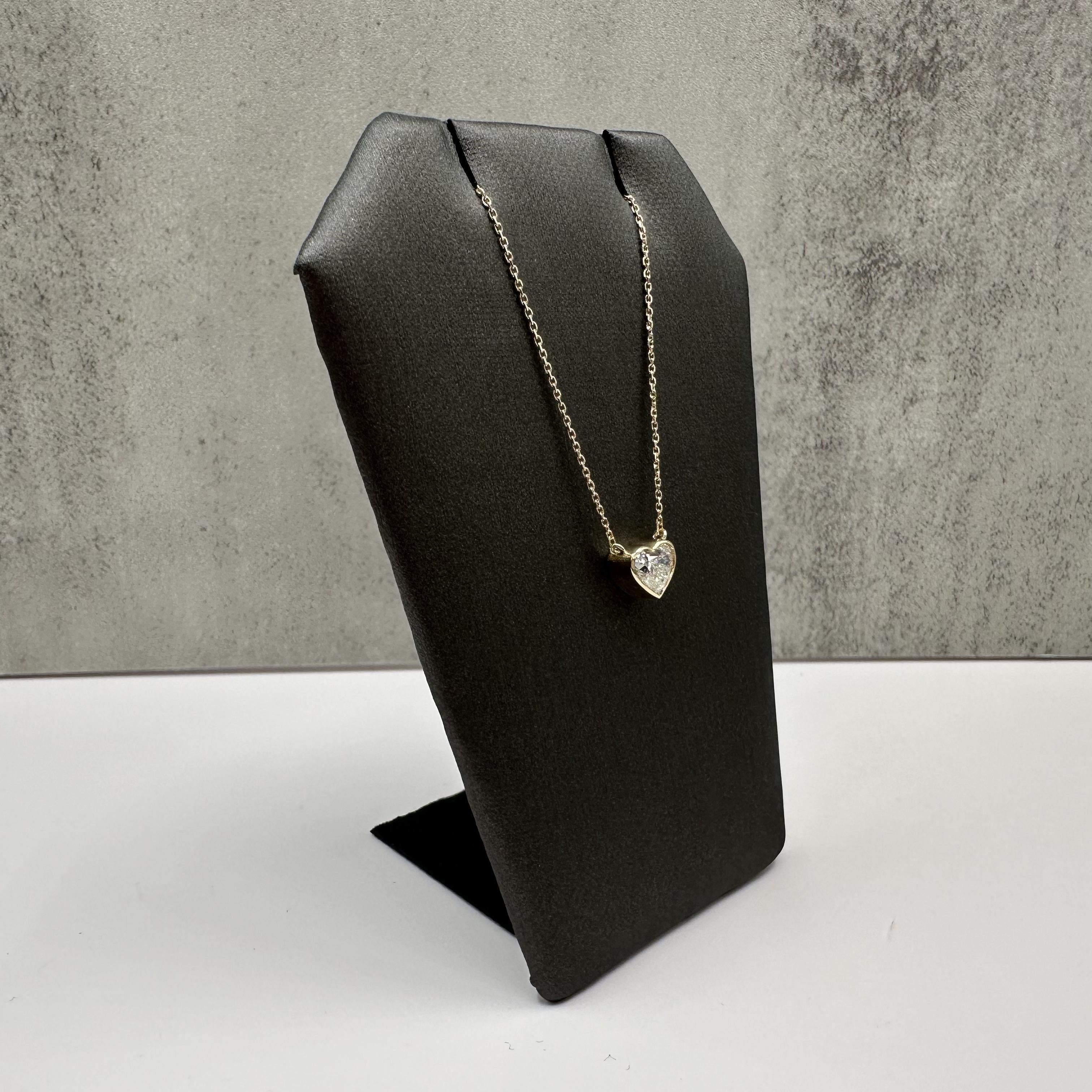 GIA 0.80ct E VS2 Heart Diamond Necklace 14K Yellow Gold