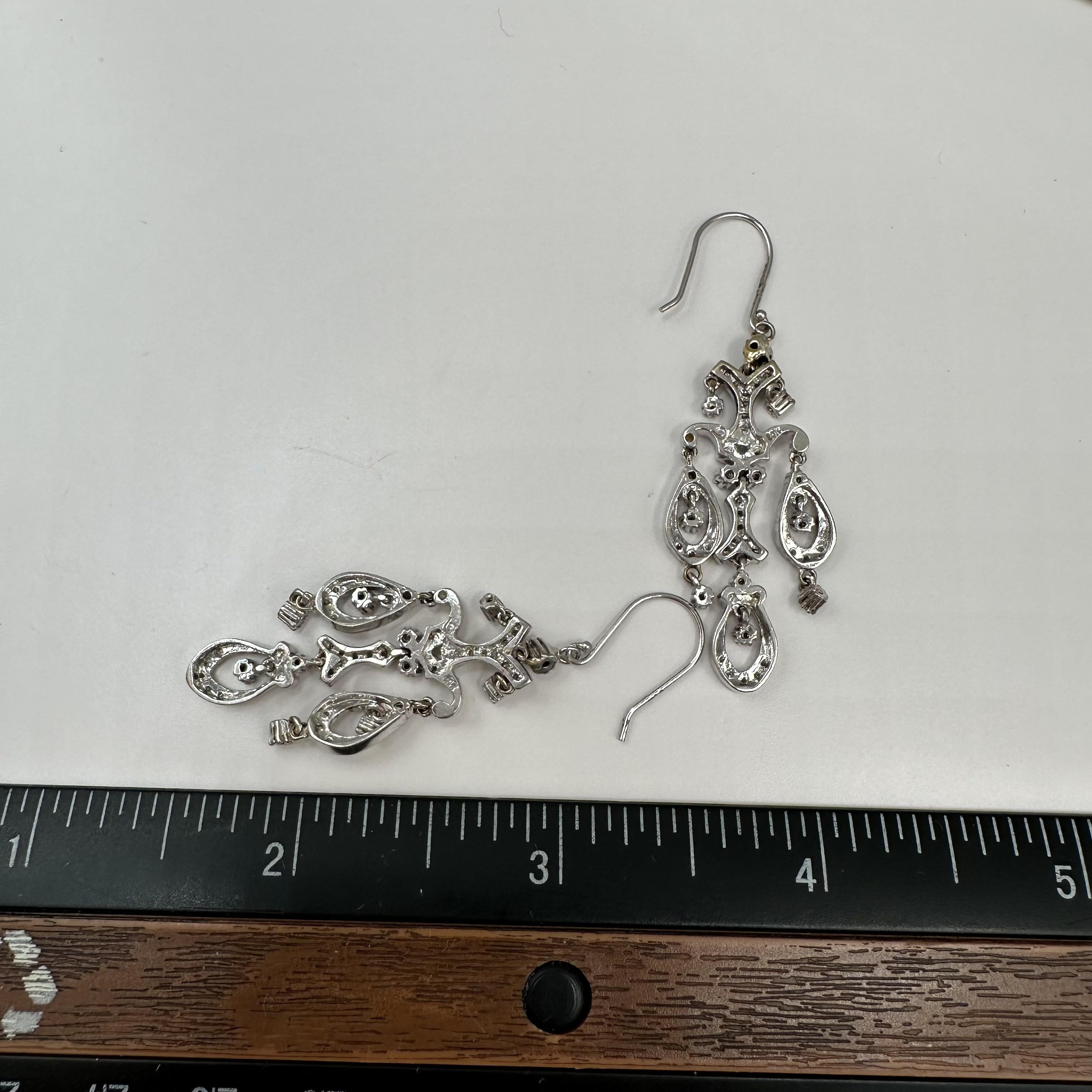 14K White Gold Diamond Chandelier Dangle Earrings 0.45ct HI SI