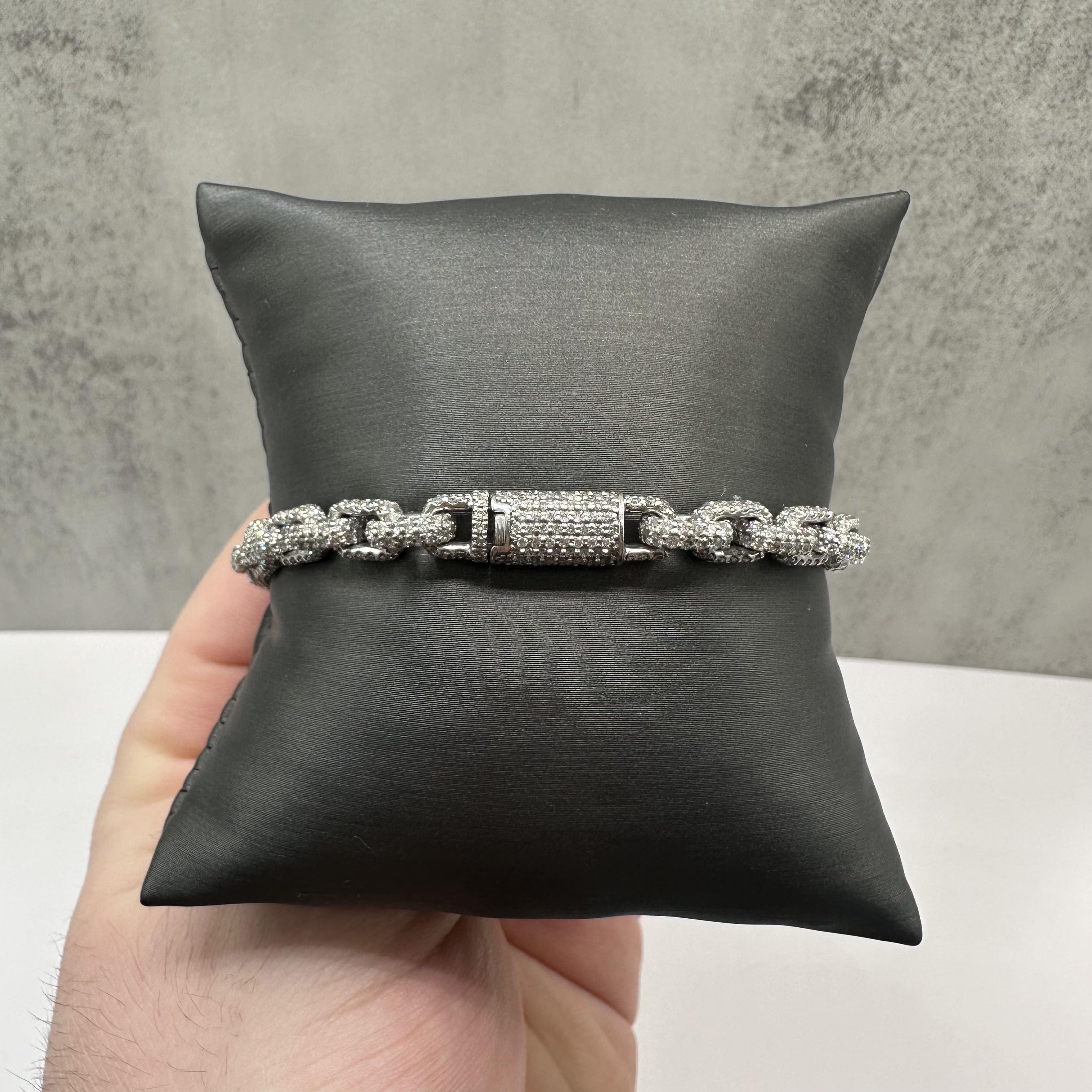 Diamond Pave Anchor Link Bracelet 14kt White Gold 12ct GH SI 8.375in New