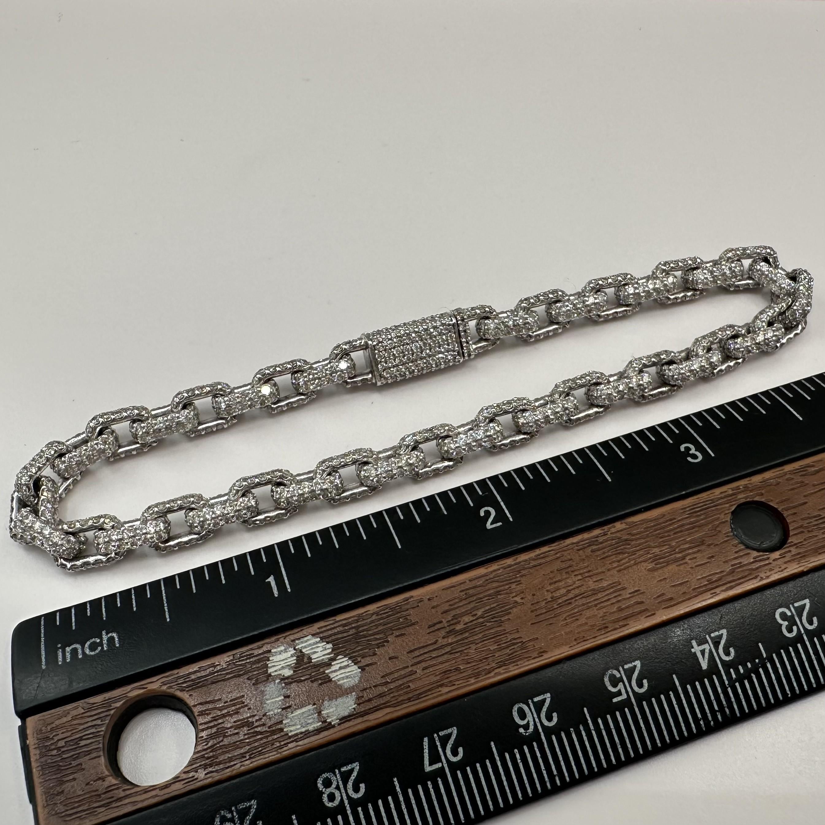 Diamond Pave Anchor Link Bracelet 14kt White Gold 12ct GH SI 8.375in New