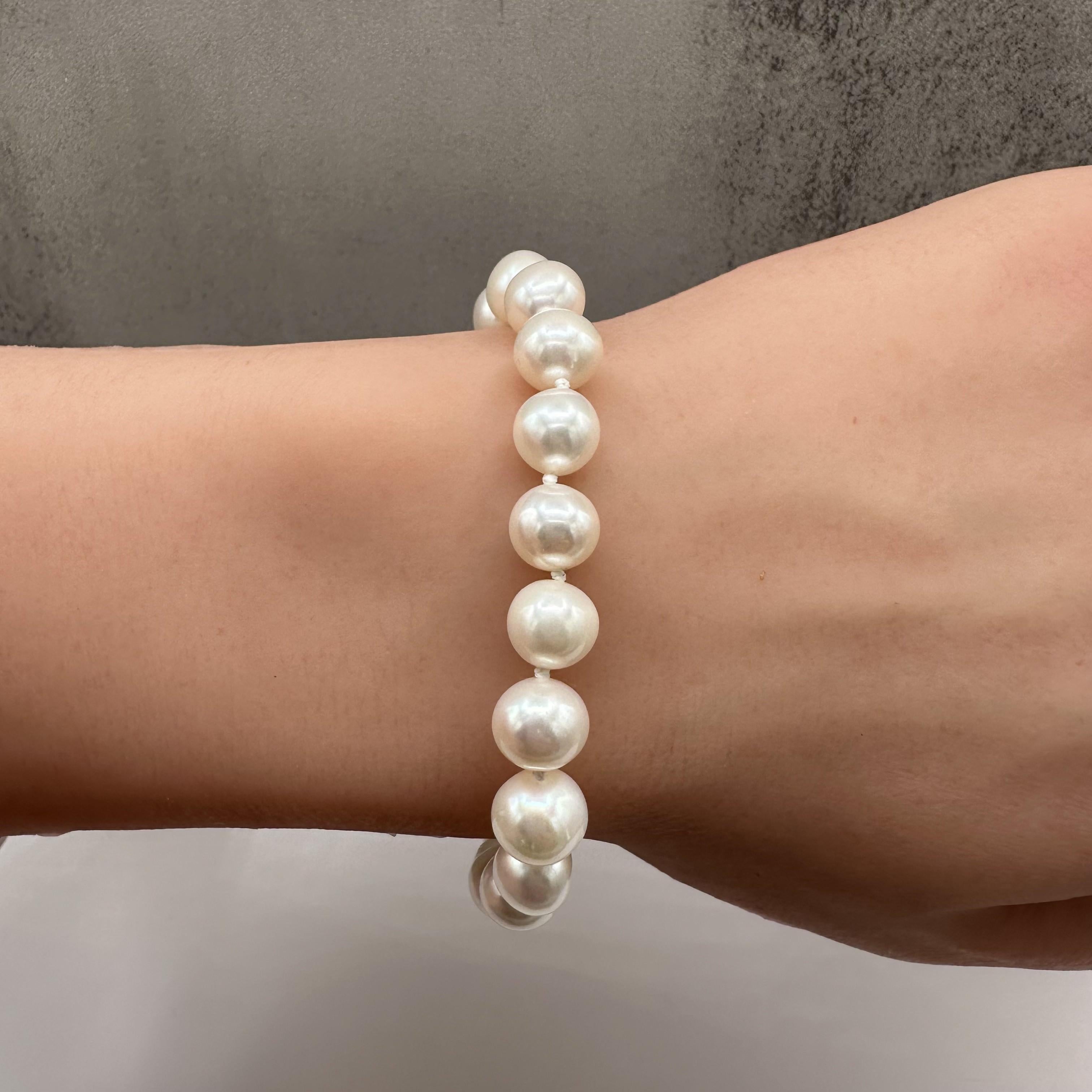 10K Yellow Gold Freshwater Pearl Bracelet 8 9mm 7 Inch