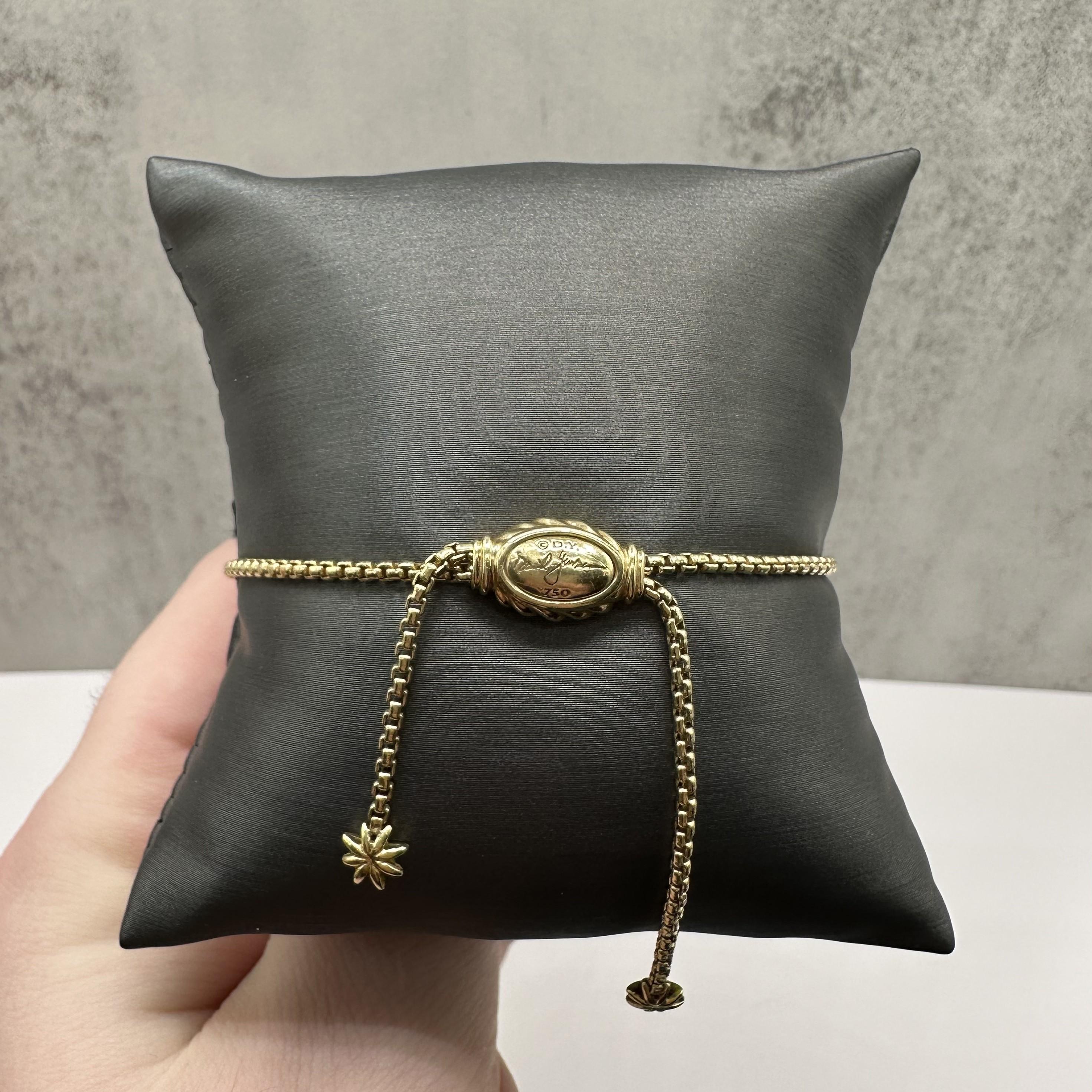 David Yurman 18K Gold Diamond Starburst Bracelet 0.15ct 8.75 Inch