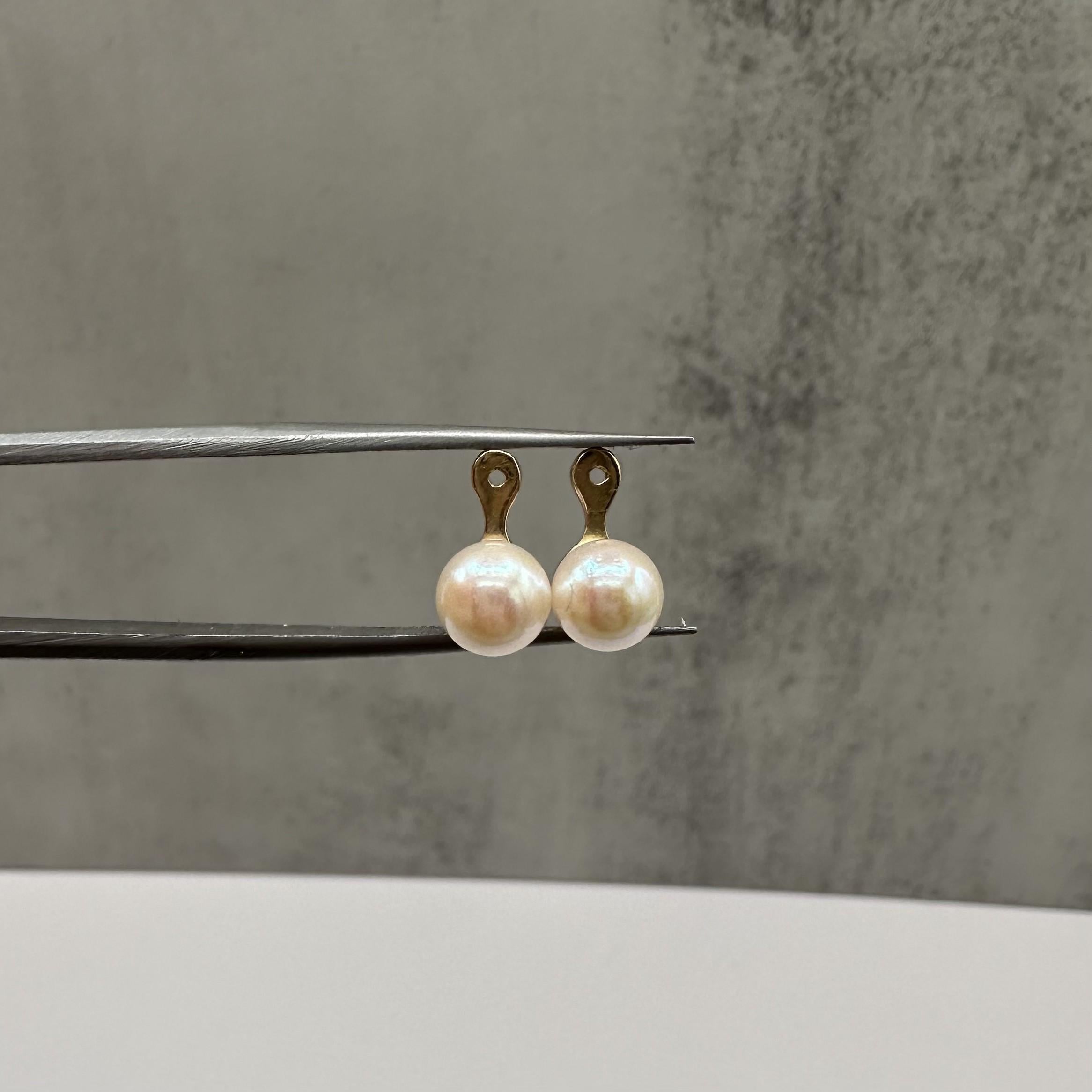 14K Yellow Gold Pearl Earring Enhancer Drops 6.3mm