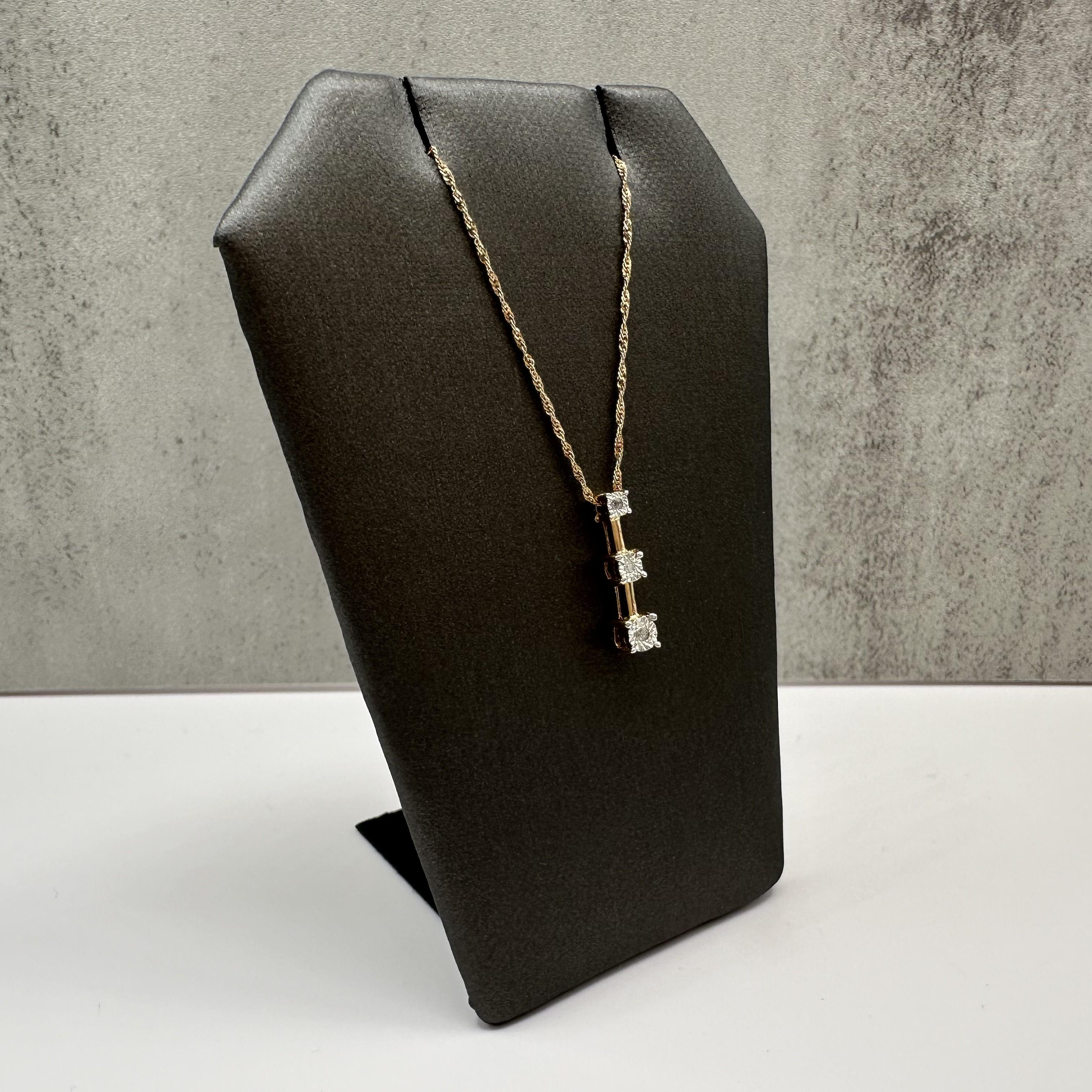 Diamond Past Present Future Necklace 10K Yellow Gold 18in