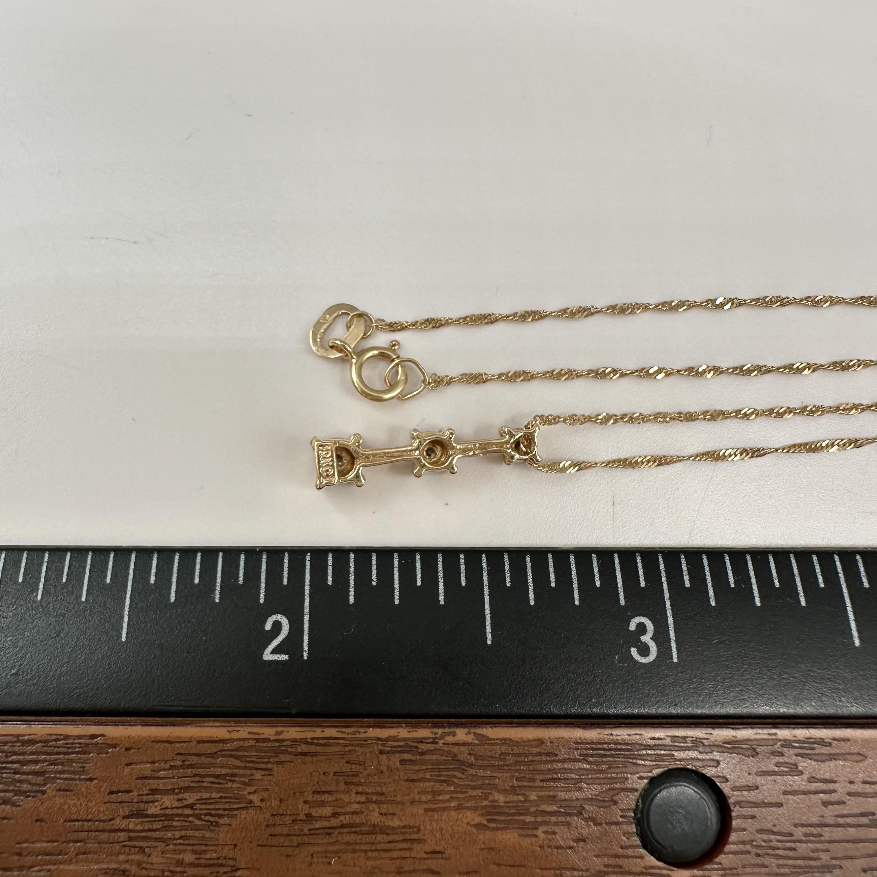 Diamond Past Present Future Necklace 10K Yellow Gold 18in