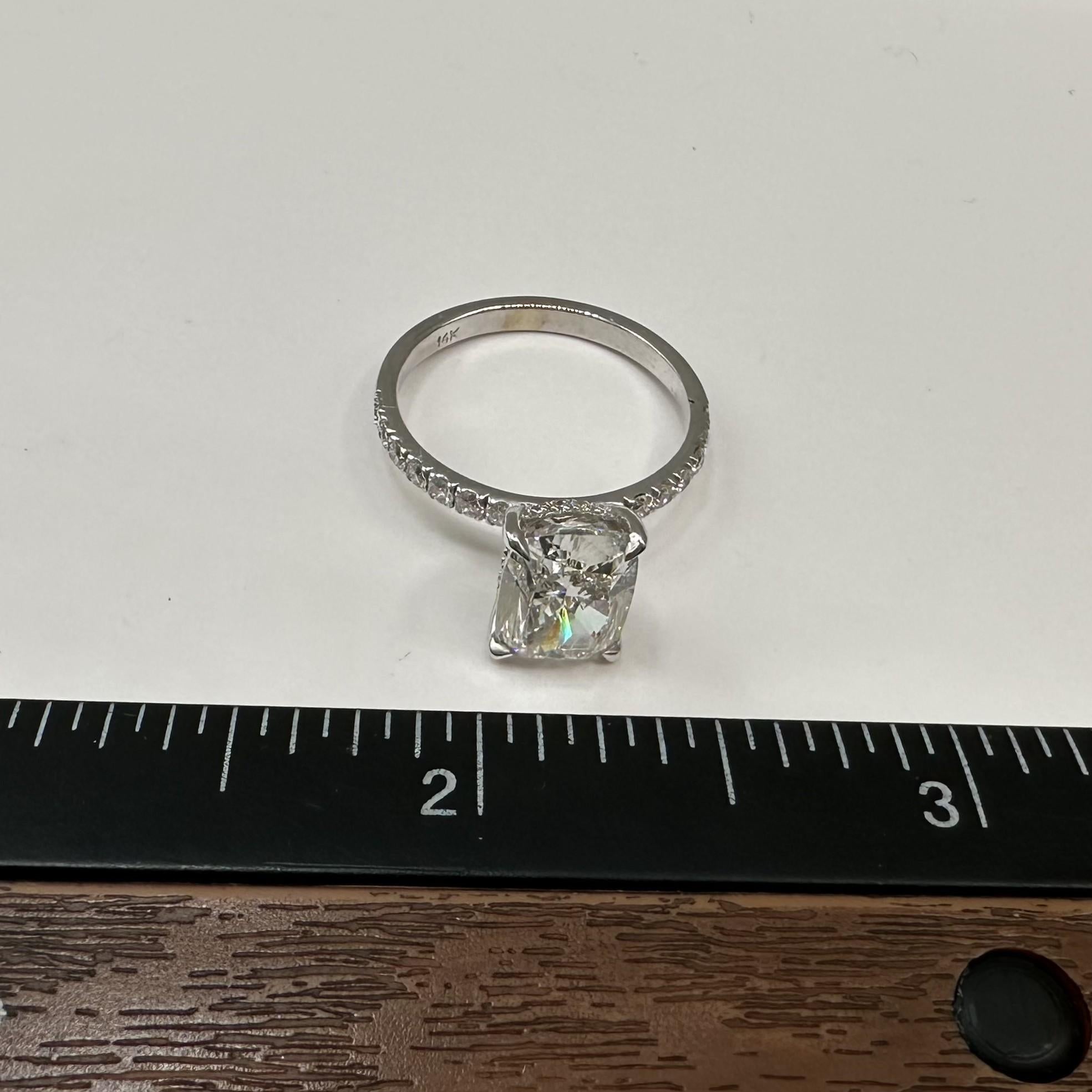 3.44ct Elongated Cushion Lab Diamond Ring IGI G VVS2 14K White Gold