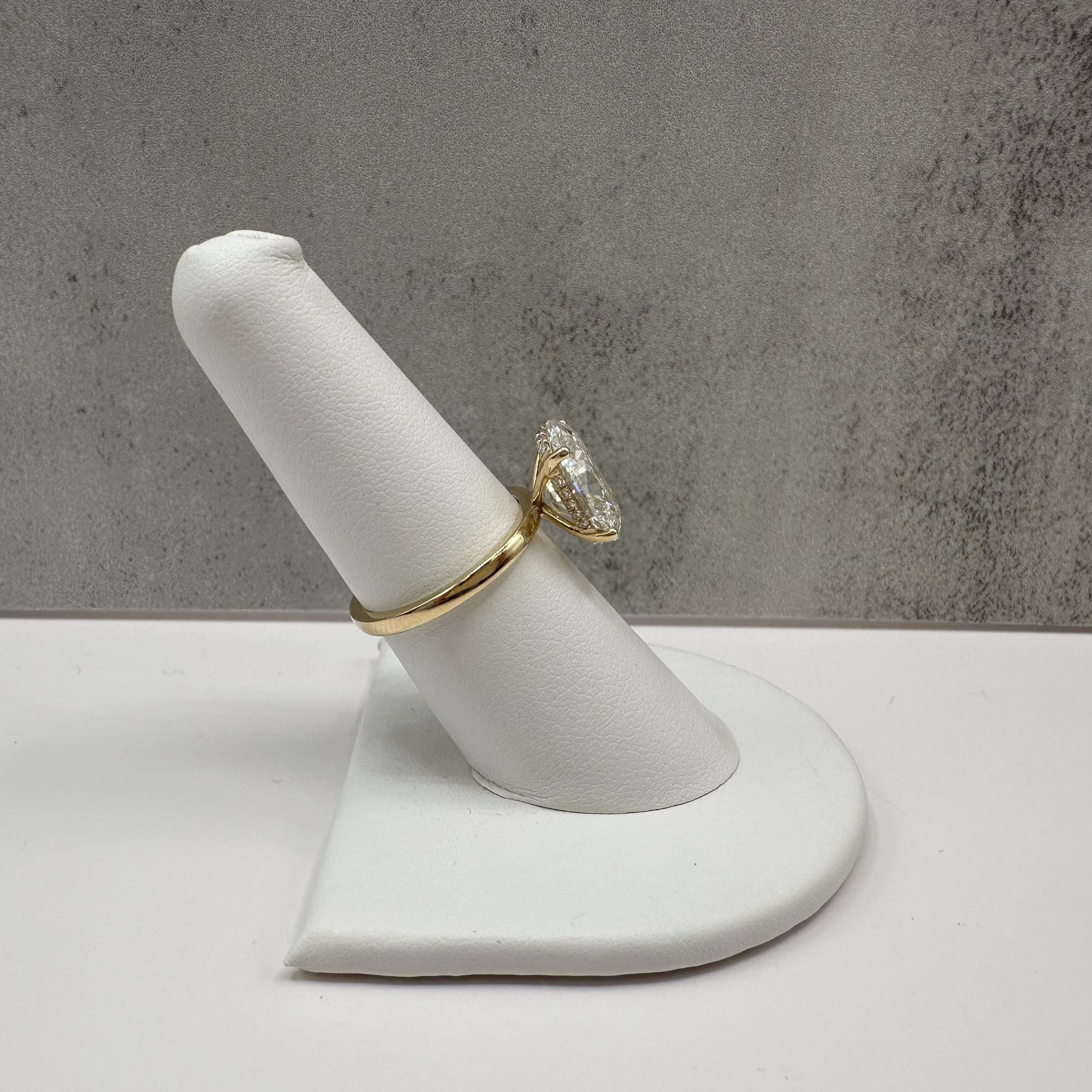 4.12ct Oval Lab Diamond Ring IGI F VS1 14K Yellow Gold Hidden Halo