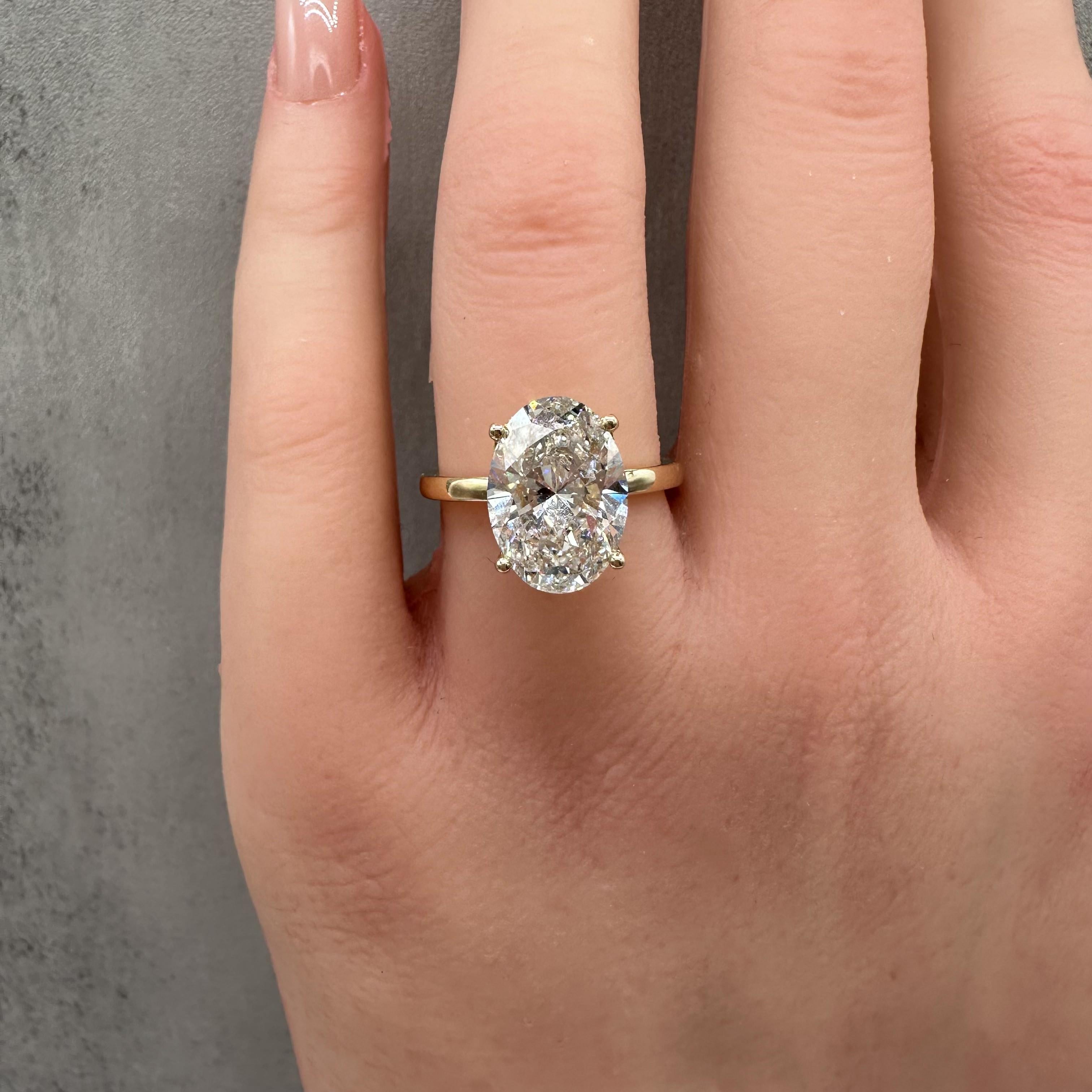 4.12ct Oval Lab Diamond Ring IGI F VS1 14K Yellow Gold Hidden Halo