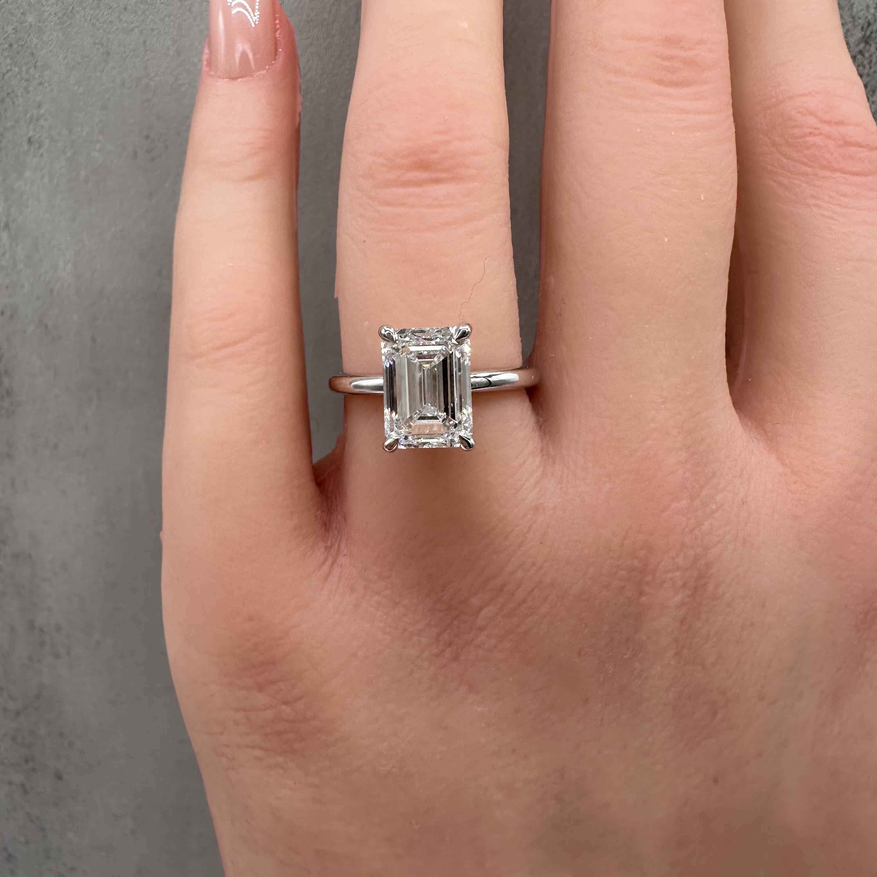 3.10ct Emerald Cut Lab Diamond Ring IGI F VVS2 14K White Gold