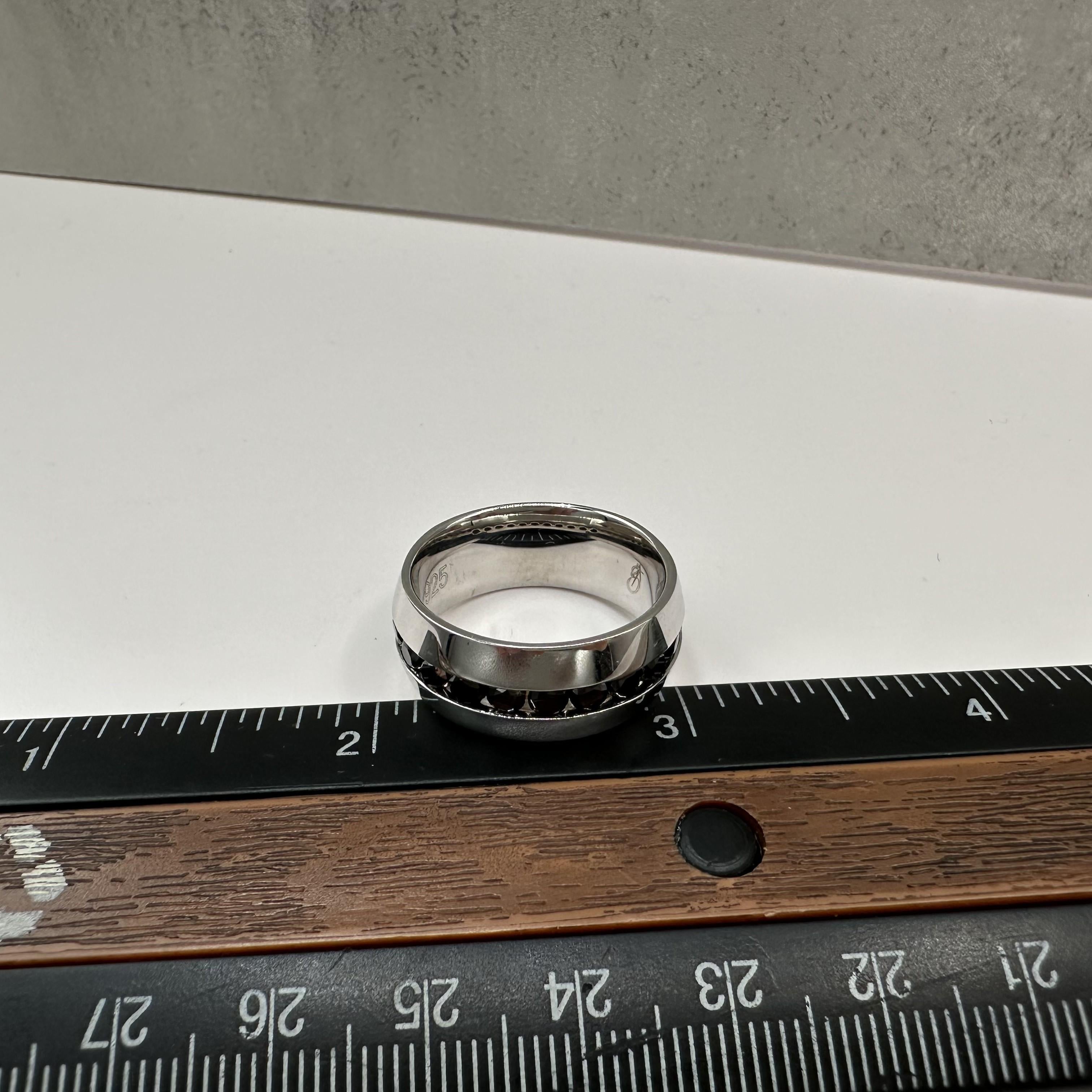 1.50ctw Black Diamond Mens Ring Sterling Silver Size 10