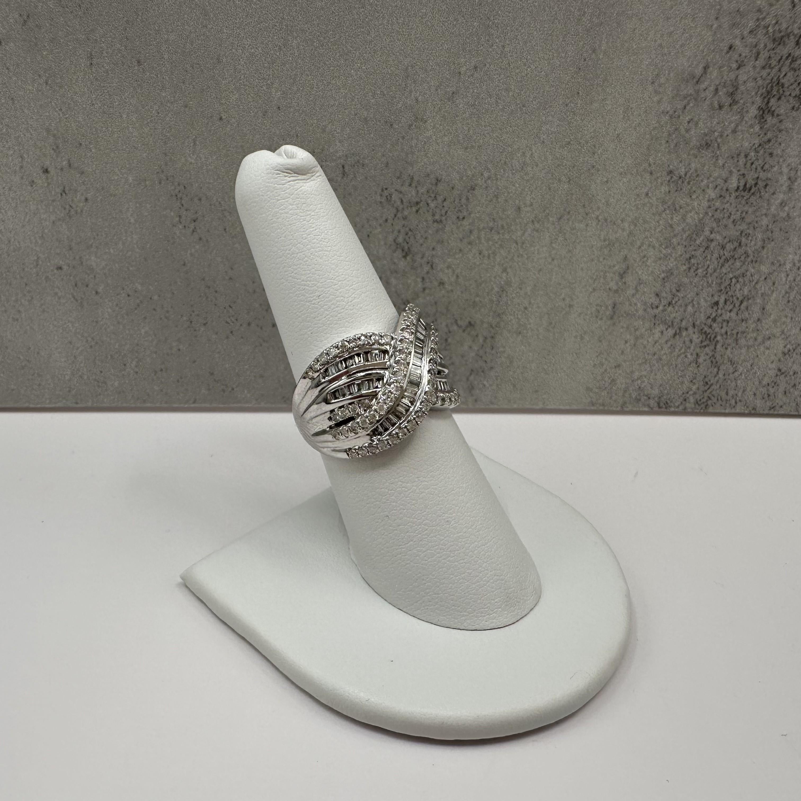 1ctw Natural Diamond Crossover Ring 10K White Gold Size 7.25
